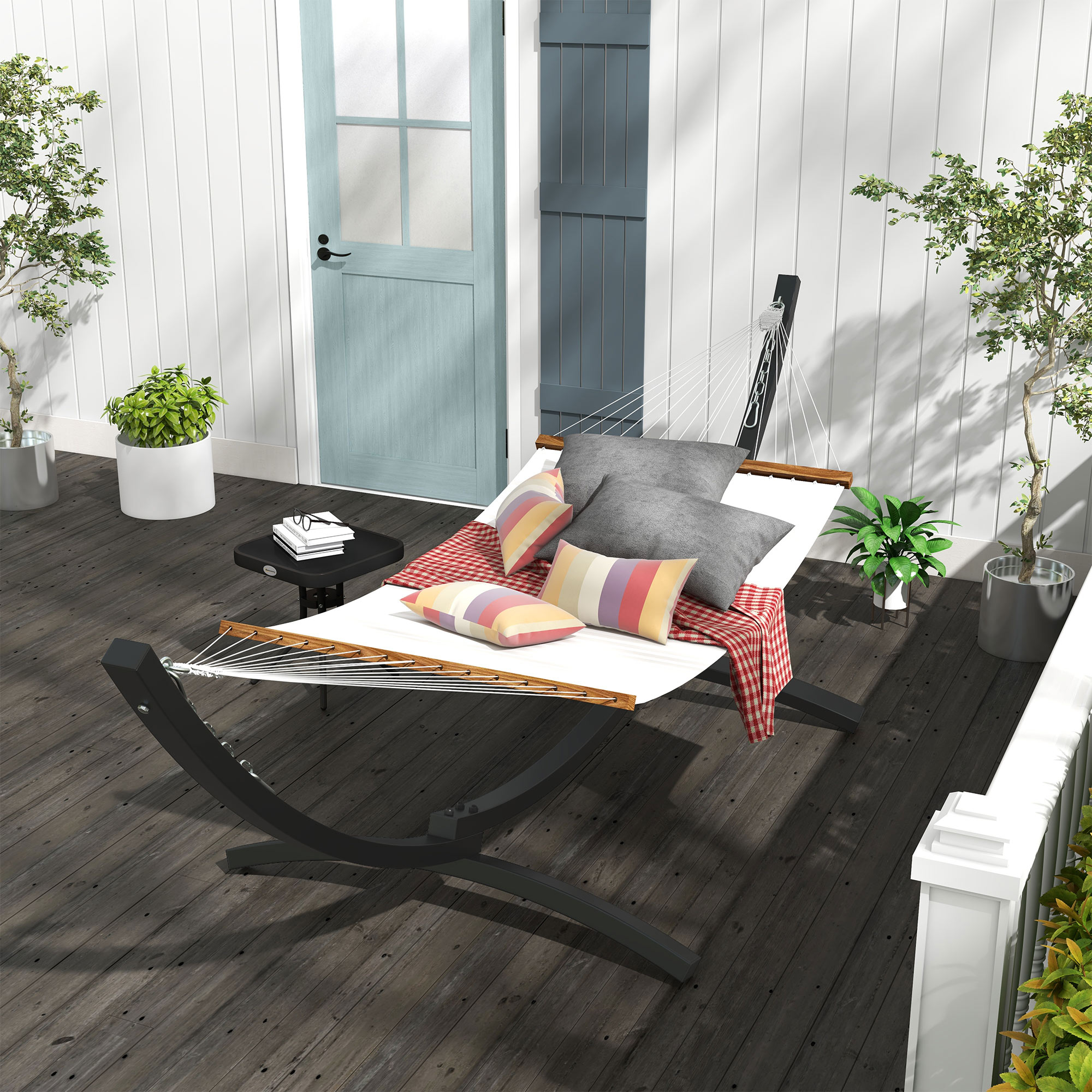 Outsunny Hängemattengestell aus robustem Metall mit Epoxidbeschichtung, Länge 360 cm für Hängematten von 270 bis 330 cm, Grau