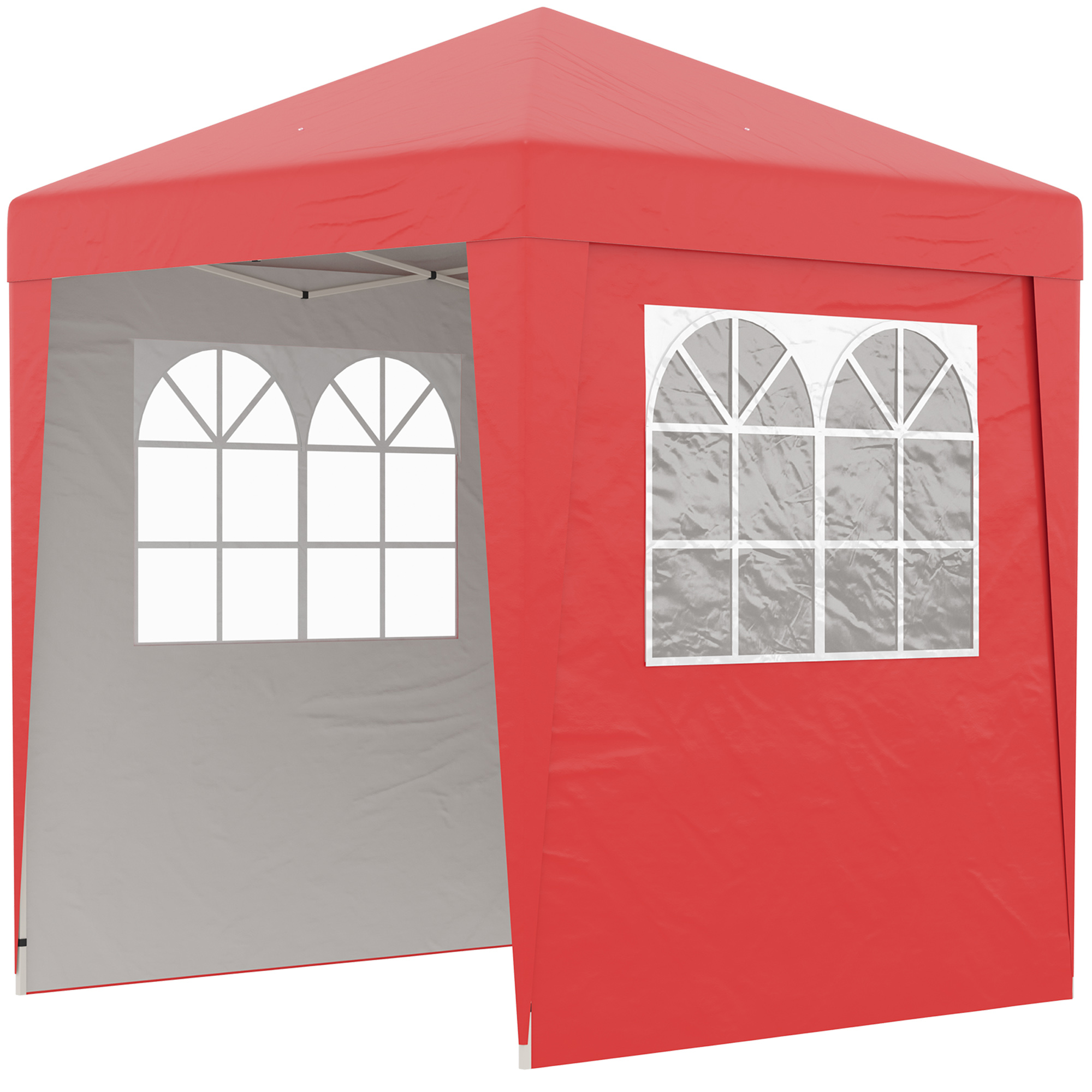Outsunny Höhenverstellbarer faltbarer Pop-up-Gartenpavillon in Rot mit UV-Schutz 30+ und 3 Seitenwänden