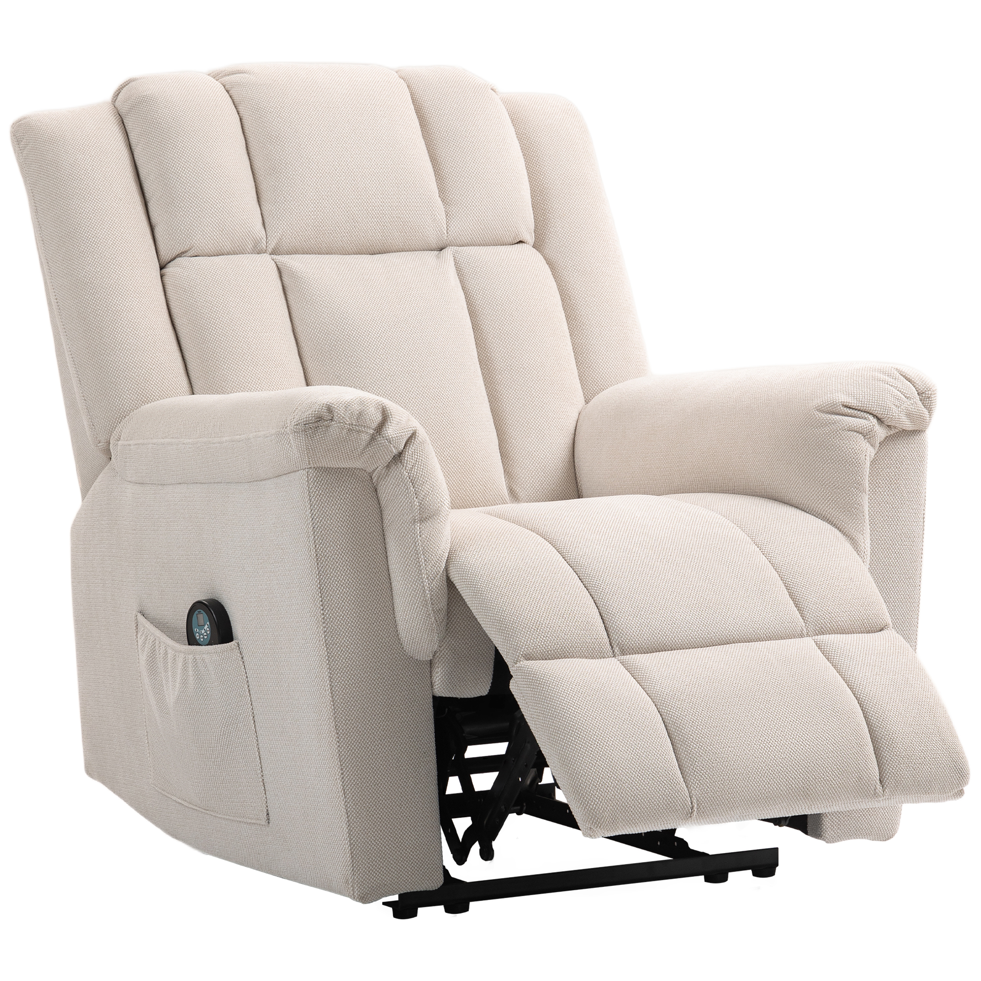HOMCOM Massagesessel, elektrisch und beheizbar, neigbarer Sessel mit manuell verstellbarer Rückenlehne, 85x91x104cm, beige