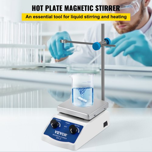 VEVOR SH-2 Magnetrührer Heizplatte Magnetrührer 180W Magnetic Stirrer Hot Plate 120 * 120mm Magnetic Stirrer Mixer 1L