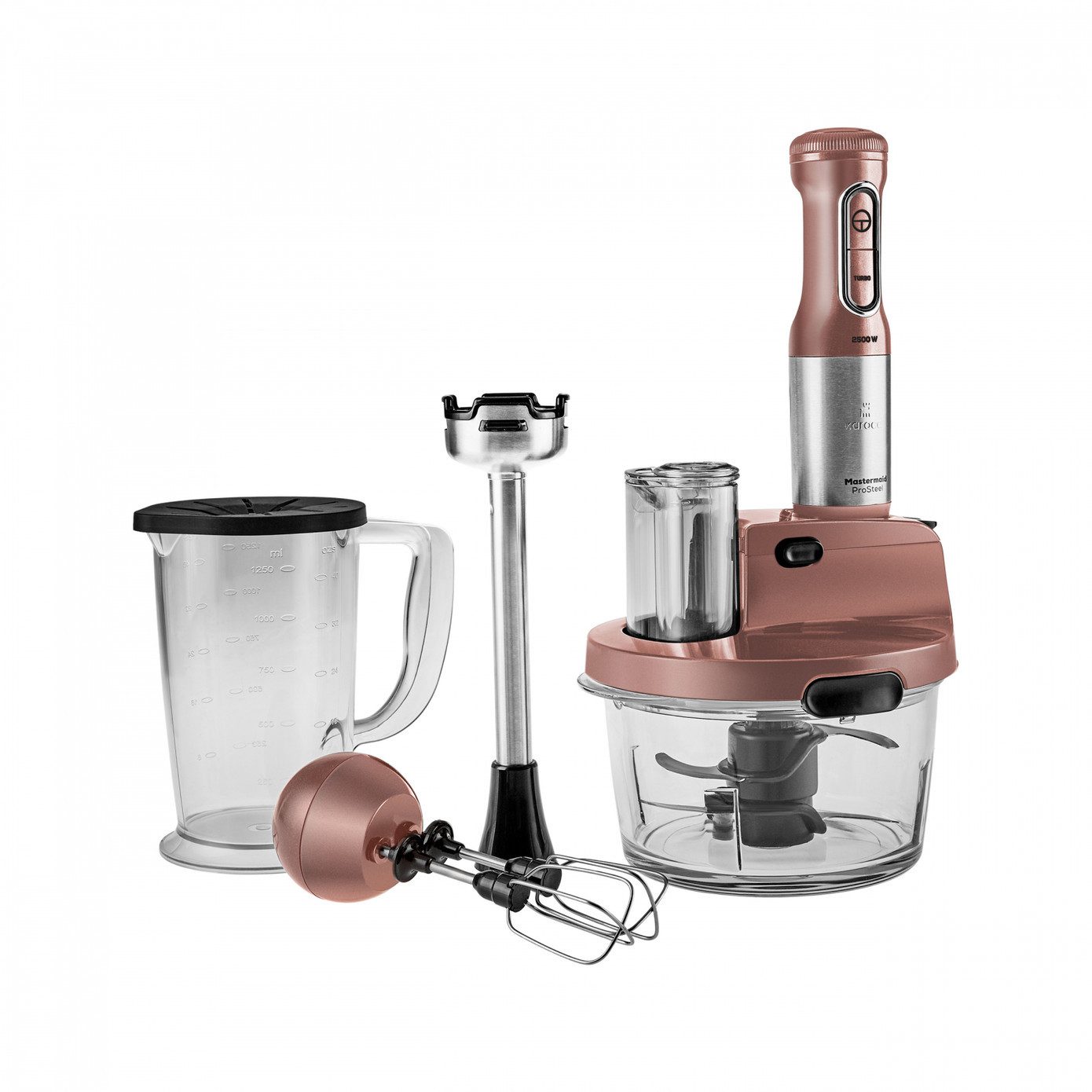 Küchenmaschine Mastermaid Küchenroboter aus Stahlglas Langer Mixer Standmixer Zeerkleinerer 2500 W Rosegold