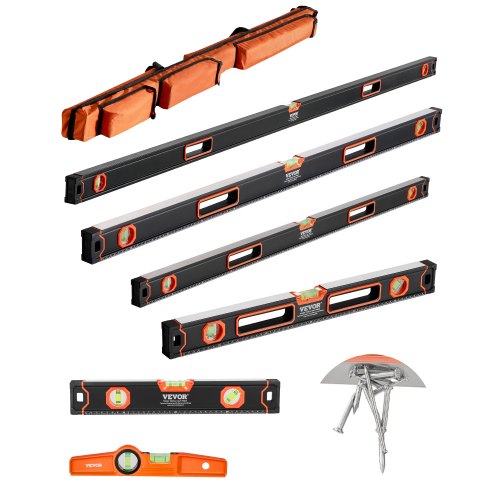 VEVOR 6 Stk. Wasserwaagen-Set Messwerkzeug mit Libellen 200/120/80/60/40/25cm