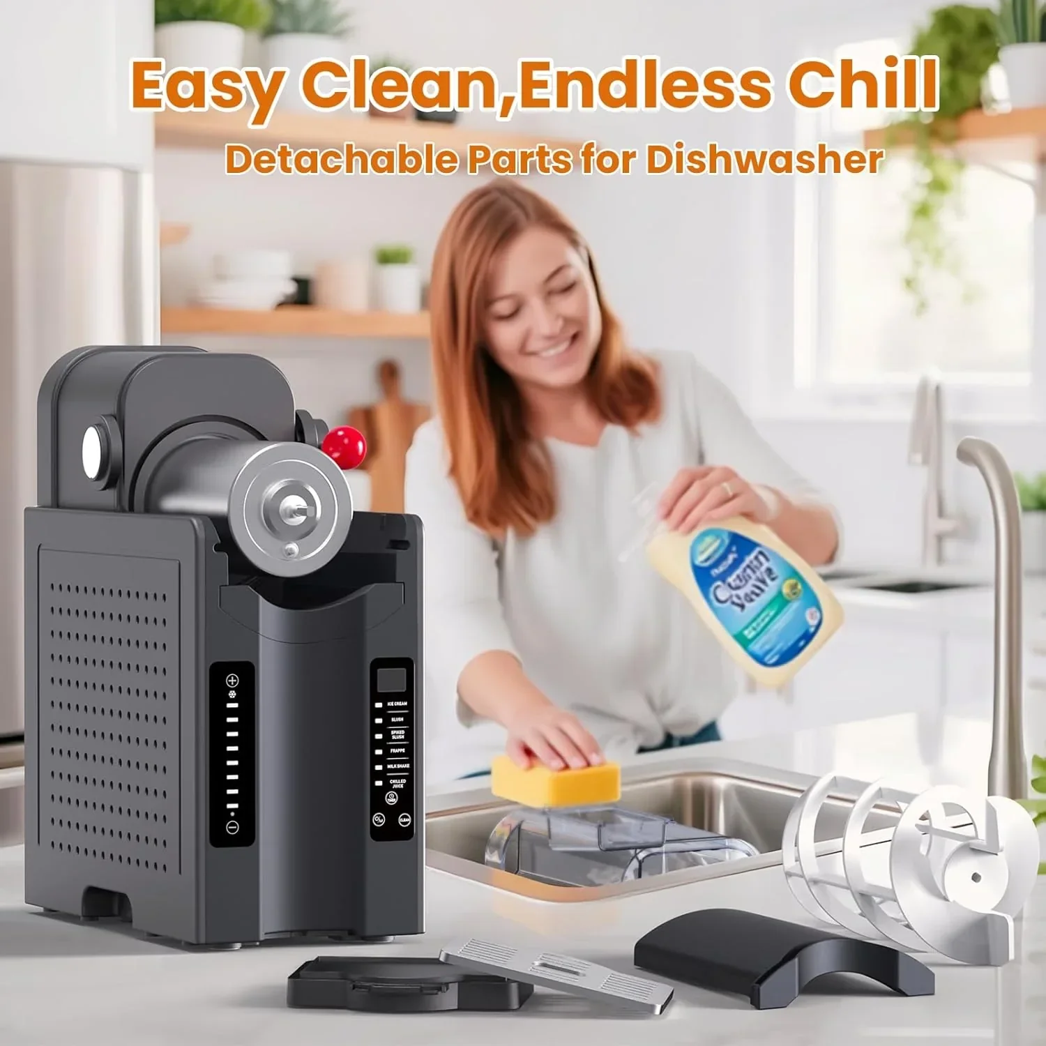 Slushie Machine Professional Frozen Drink Maker No Ice Needed Slushie Machine with LED Display