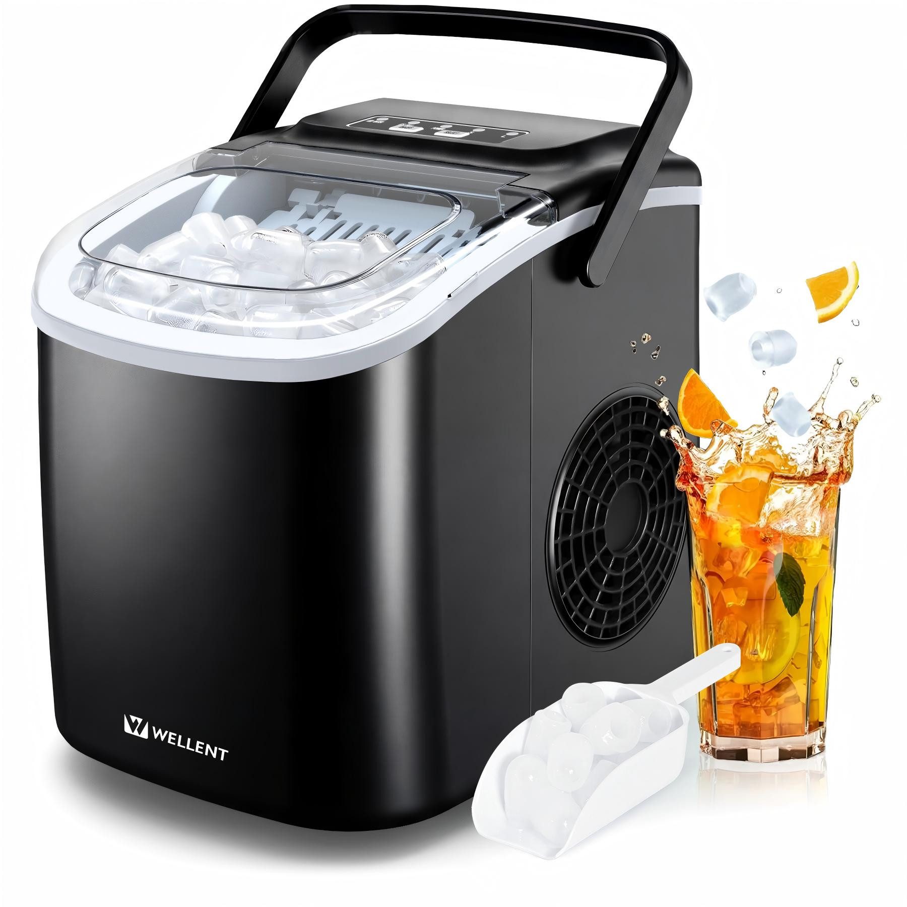 Eiswürfelmaschine Tragbarer Eiswürfelbereiter,9 Eiswürfel in 6 Minuten,12 kg/24 H