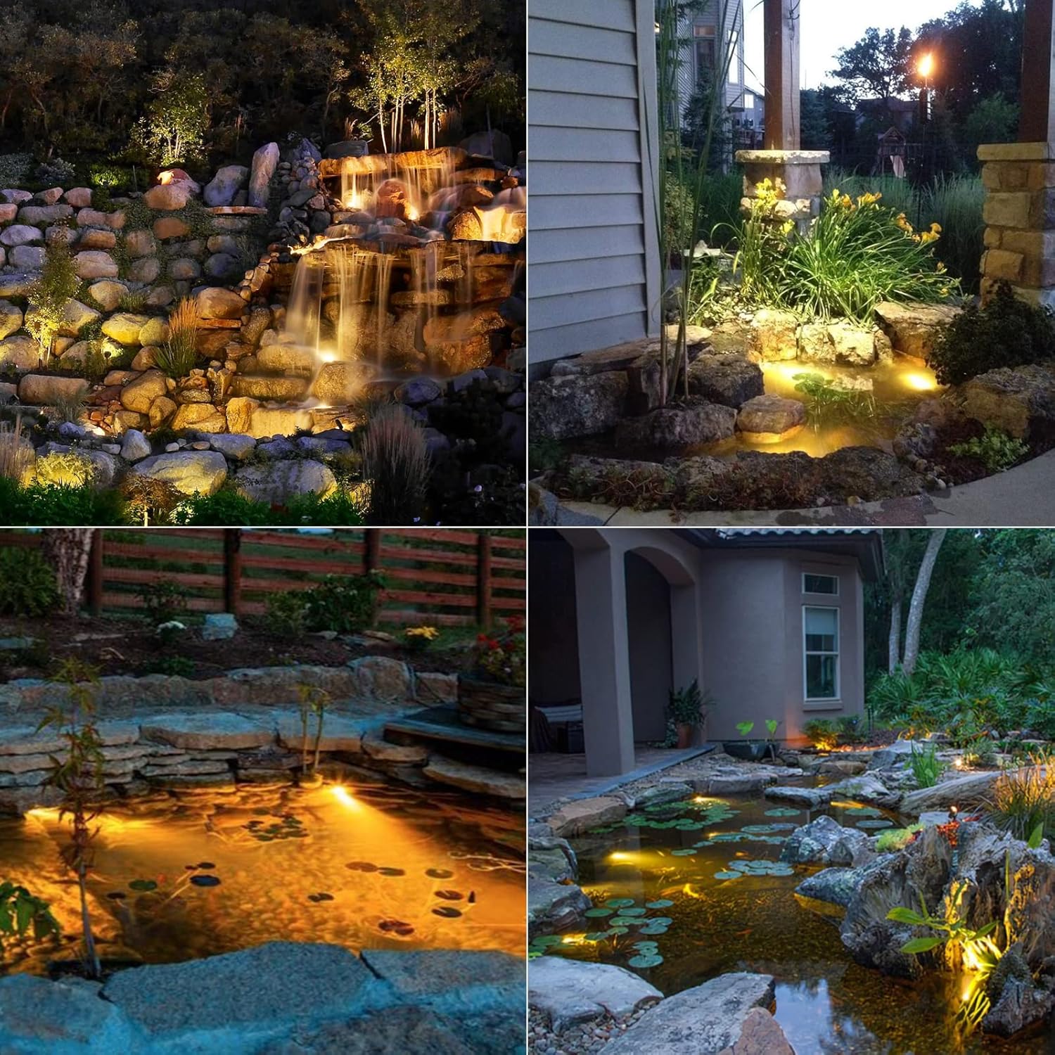 VENUS MANUFACTURING 2 Stück Niedervolt-LED-Teichlicht 135 Lumen 12 V Unterwasser tauchfähig 2900 K warmweiße Lichter Schwarz Wasserfall Pool Brunnen Licht für Haus Pool Garten Landschaft Beleuchtung