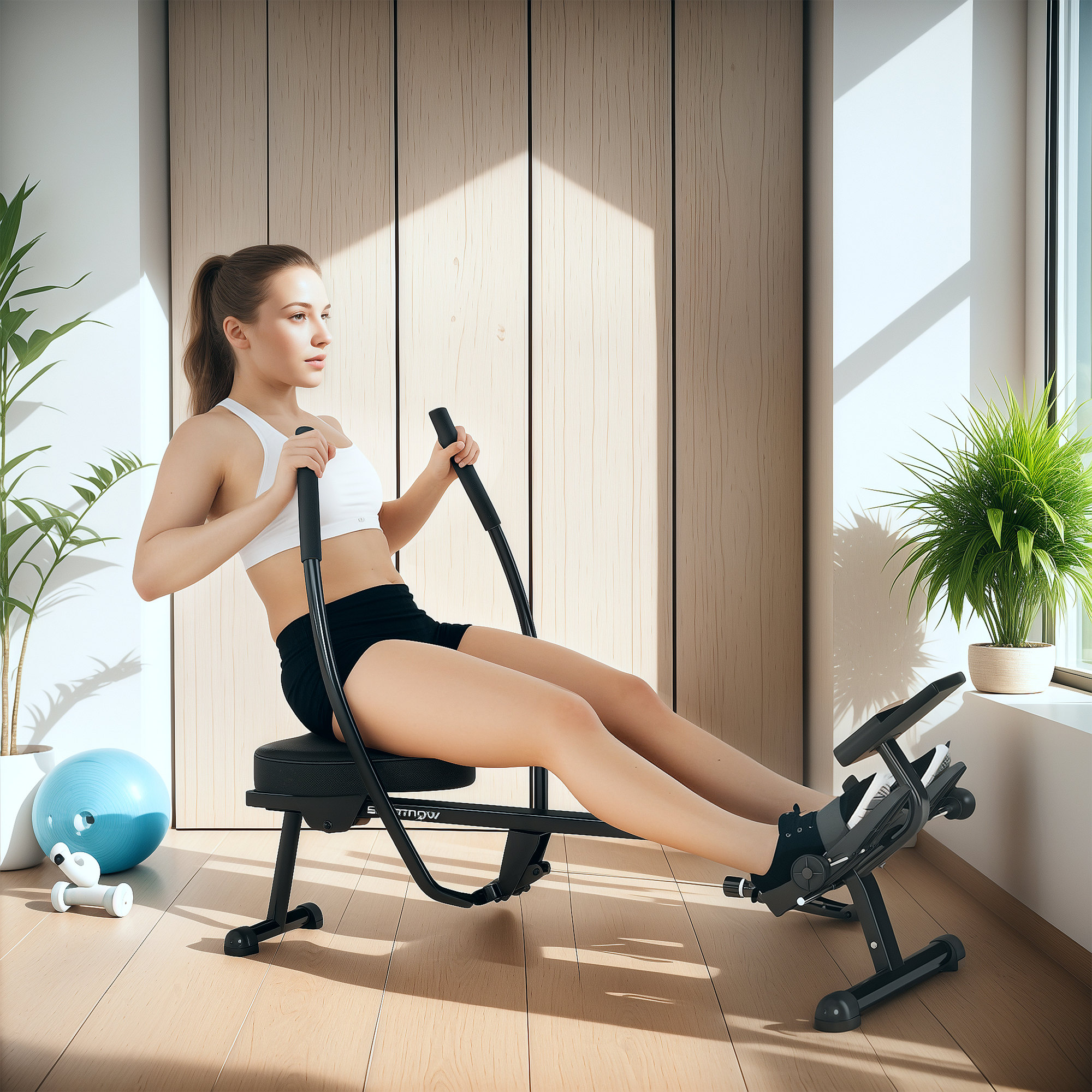 SPORTNOW Rudergerät mit 12 Stufen hydraulischem Widerstand, LCD-Bildschirm für Cardio-Training zu Hause, maximale Belastung 130 kg, Schwarz