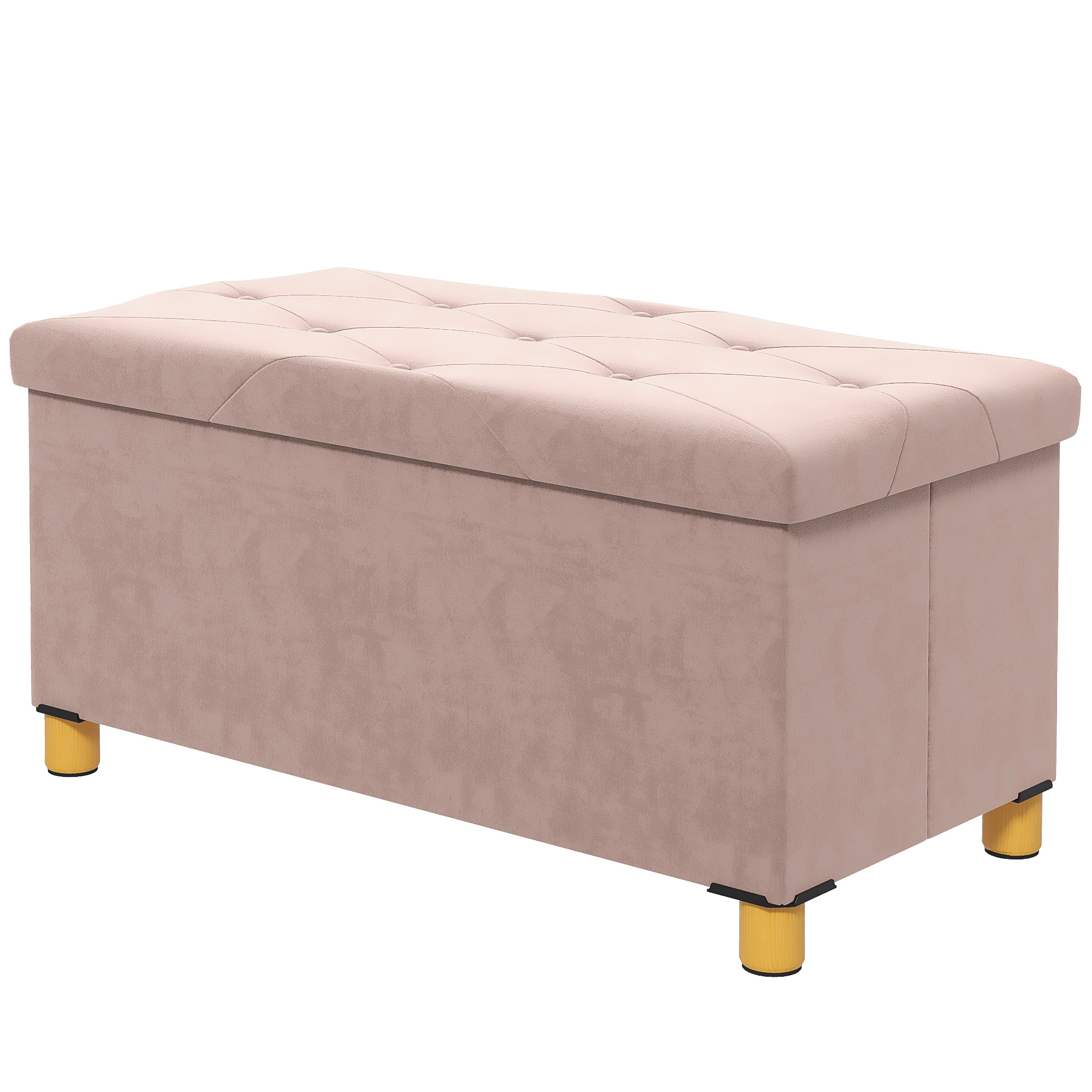 HOMCOM Aufbewahrungsbank Bettbank klappbar Volumen 67 L Tragkraft 120 kg mit Deckel 76L x 38B x 38H cm rosa