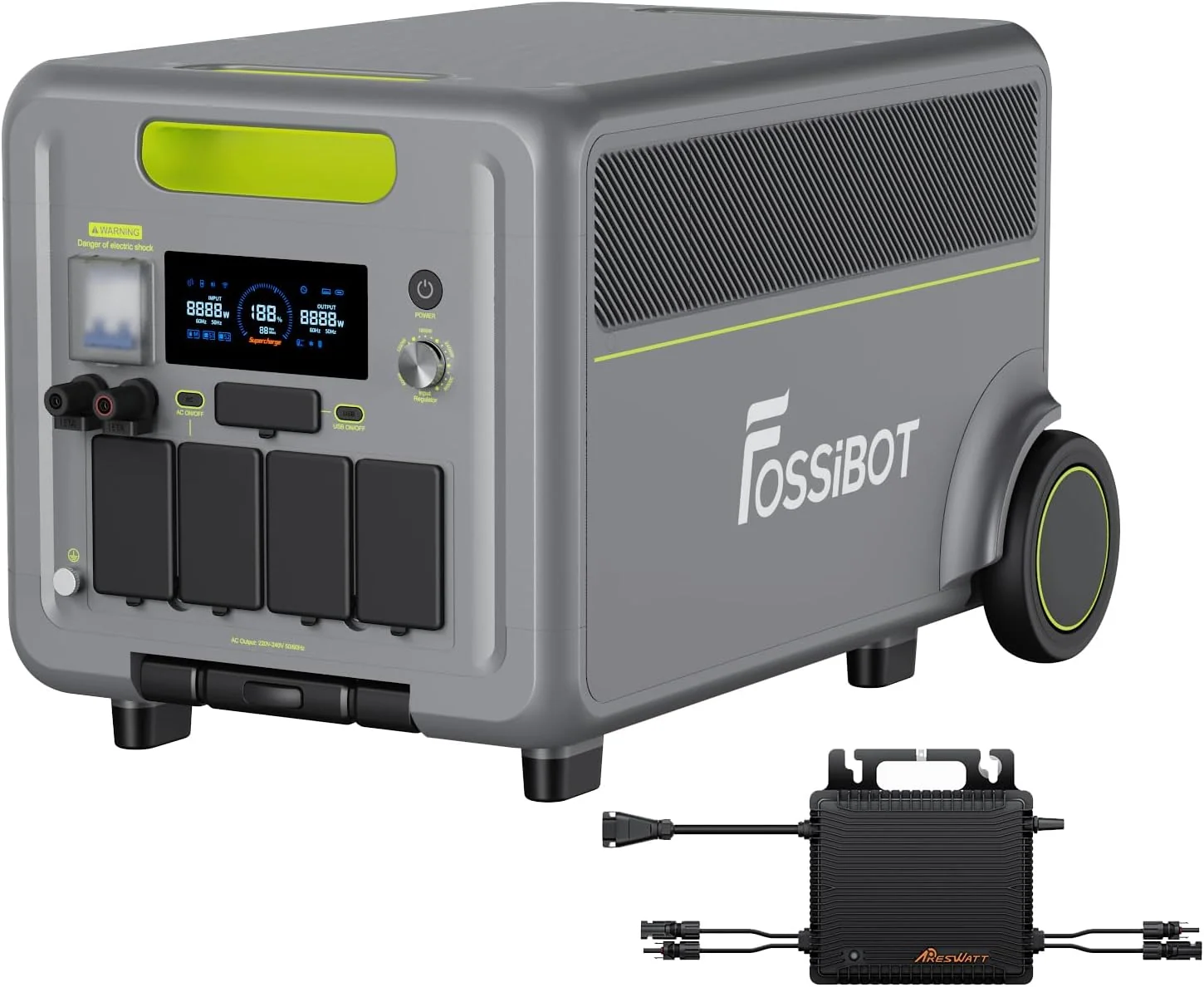 FOSSiBOT Powerstation, 5222 Wh, 7200 W, Grau/Schwarz, F7200 LiFePO4, AC USV Stromversorgung für Industrielle Arbeit Zuhause