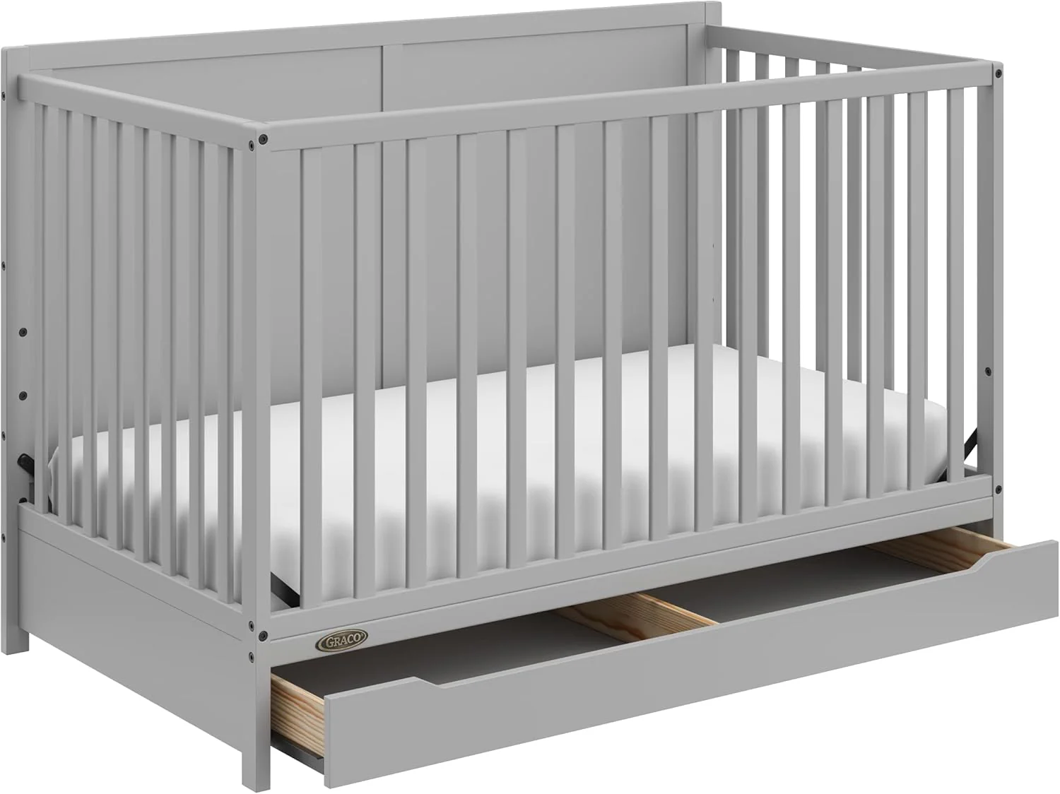 5-in-1 convertible baby crib with drawer - Black