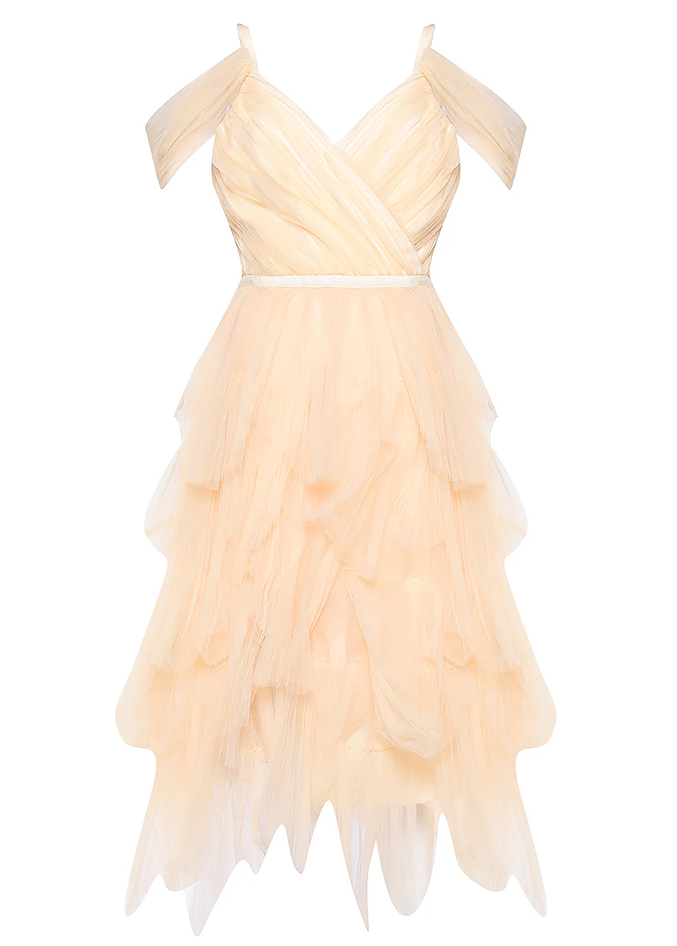Cream Isla Pleated Petal Skirt Midi-Dress