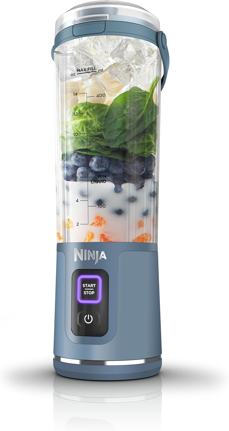 Ninja Blast Tragbarer Mixer / Blender / Smoothie Maker, 530ml Becher, Auslaufsicherer Deckel, Leistungsstarker Mini Standmixer, Kabellos & Wiederaufladbar, Zerkleinert Eis & Obst, Schwarz, BC151EUBK