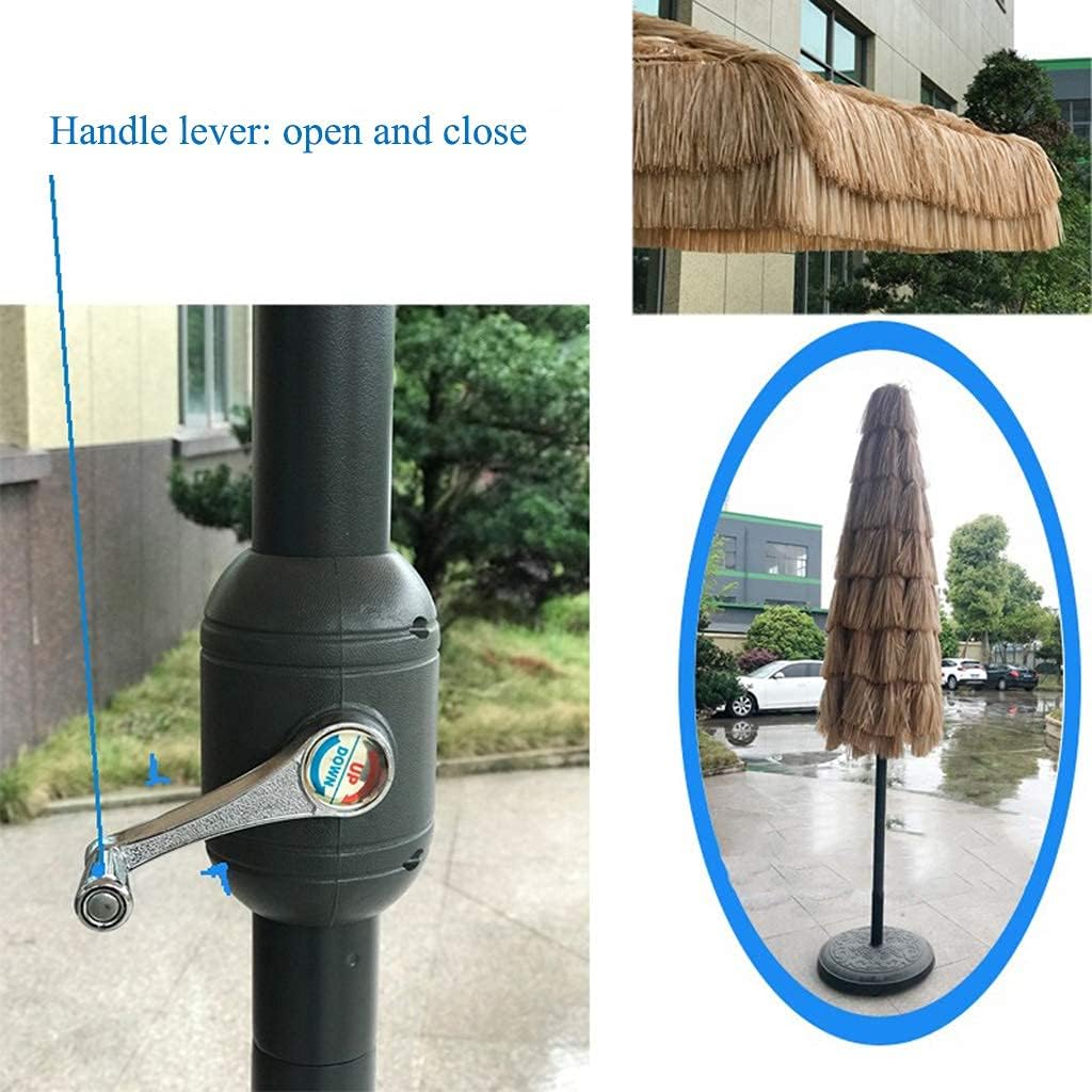 Garten Parasole Parasol, Strandparasol mit Handkurbelgriff, wasserdichte Sonnenschatten Außenstroh für Gartenpool Patio Raffia Regenschirm Außenparasole Parasole