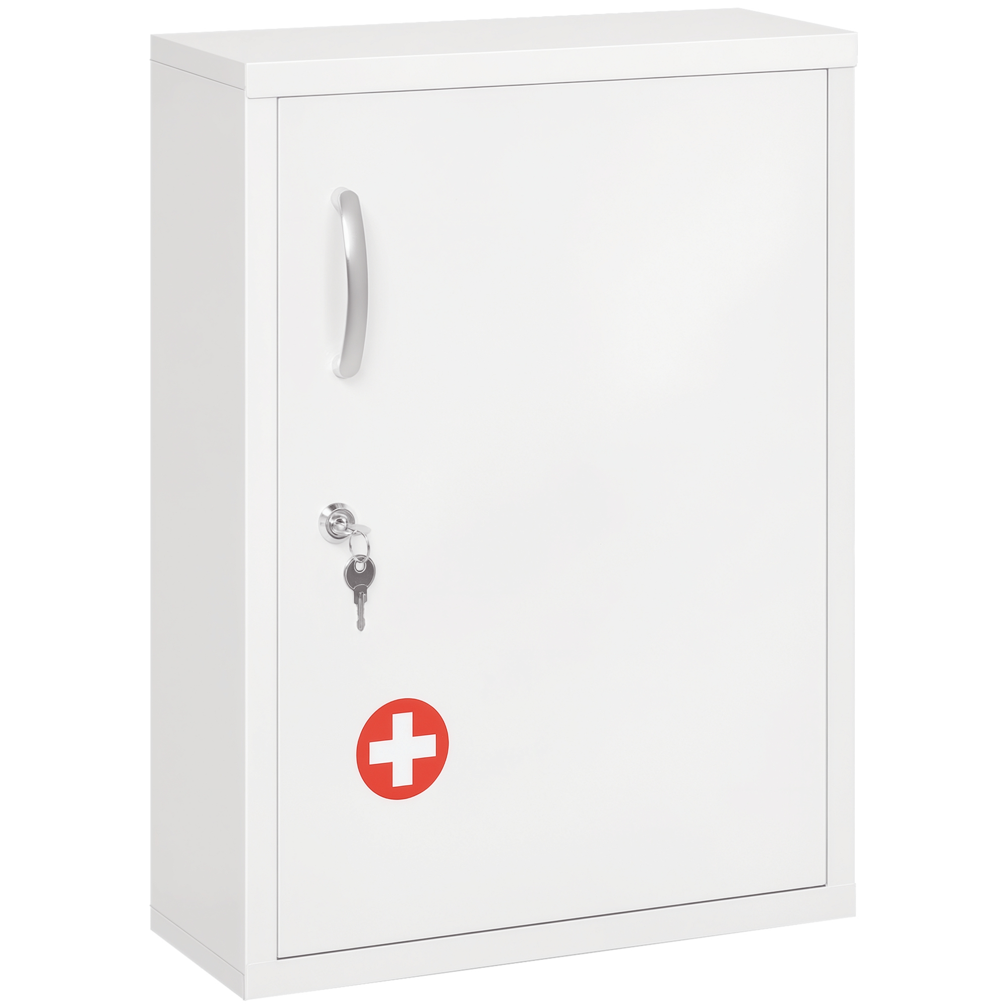 kleankin Medizinschrank, 3 Fächer, abschließbar, mit Rezeptfach, stabiles Stahlgehäuse, weiß, 40 x 15 x 53,5 cm