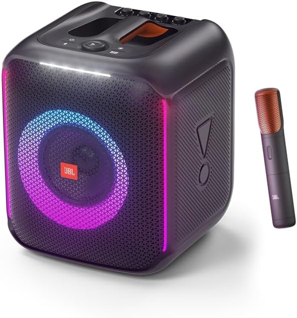 JBL PartyBox Encore C Tragbarer Party-Lautsprecher fr drinnen und drauen C Mit eingebauten Lichtern, IPX4-Design und tiefem Bass C 10 Stunden Laufzeit C Schwarz