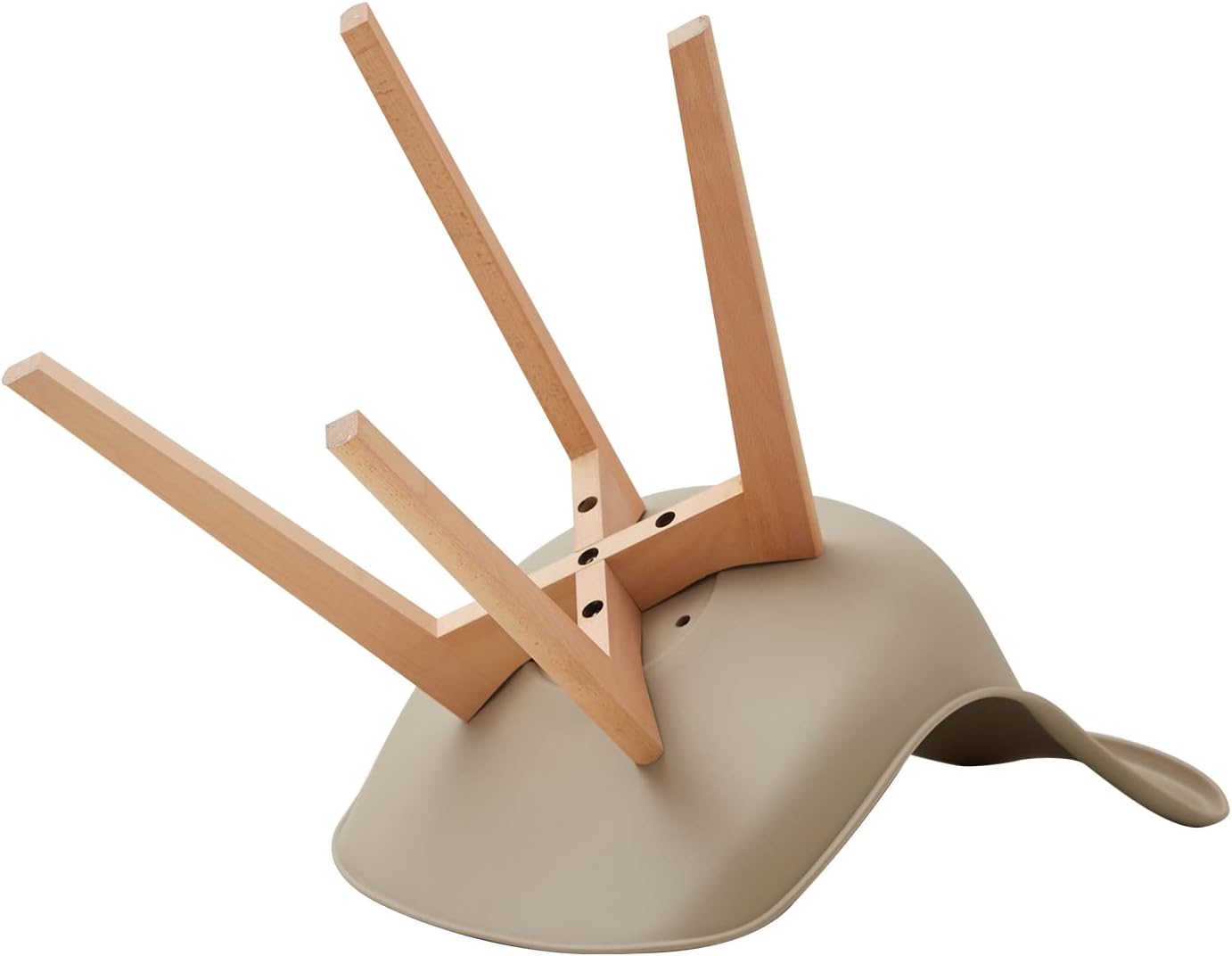 120 cm runder Esstisch mit 6 Esszimmerstühlen, runder Küchentisch mit Holzfuß, MDF-Platte, Küchenstühle mit Kunststofflehne, für 4–6 Personen, Hellbraun +Khaki