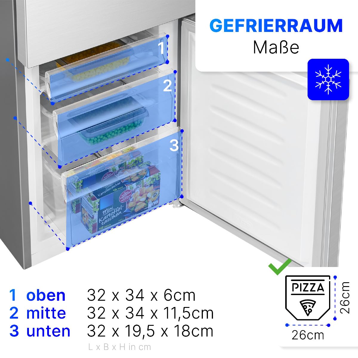Kühlgefrierkombination KG 322.1 175 Liter Energieeffizienzklasse D 143 cm Inox 3 Glasablagen 3 Gefrierschubladen 39 dB wechselbarer Türanschlag