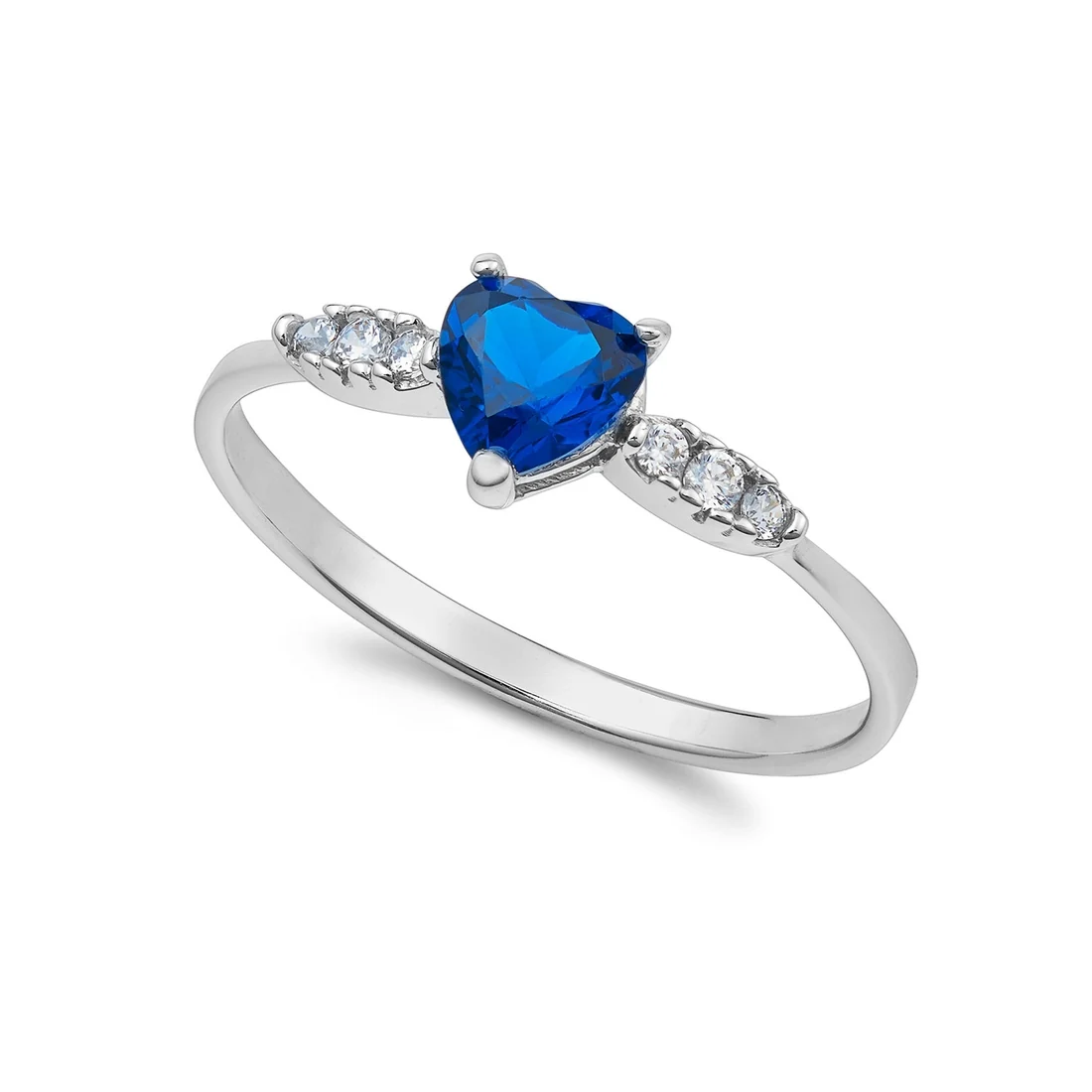 Anello Ambrosia Gioielli in oro bianco con cuore blu AAZ 147