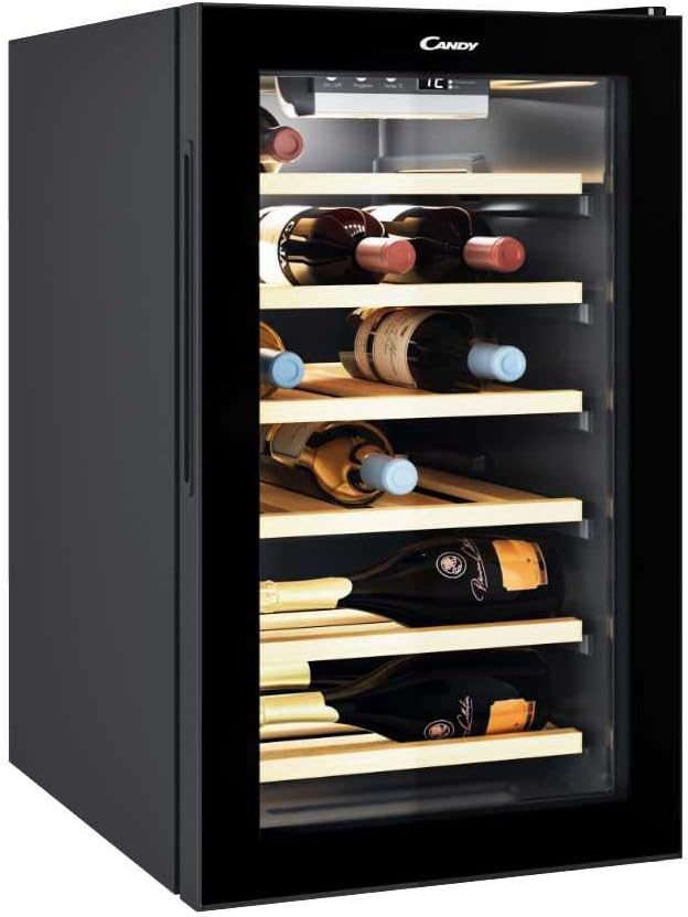 Candy DiVino, CWCEL 210/NF, Cantina Vino, 21 bottiglie, 39 dB, APP hOn,Vetro Anti-UV, Monozona, Nero, AxLxP 70x40x54,5 cm [Classe G]