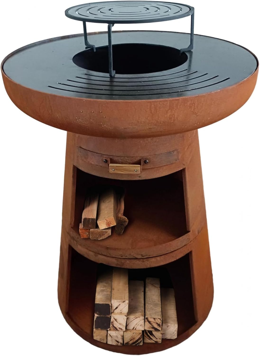 PUR LINE | Barbecue in acciaio corten Purline EFP55R con griglia in acciaio inox e funzione braciere – Barbecue diametro 60 cm, include copertura impermeabile