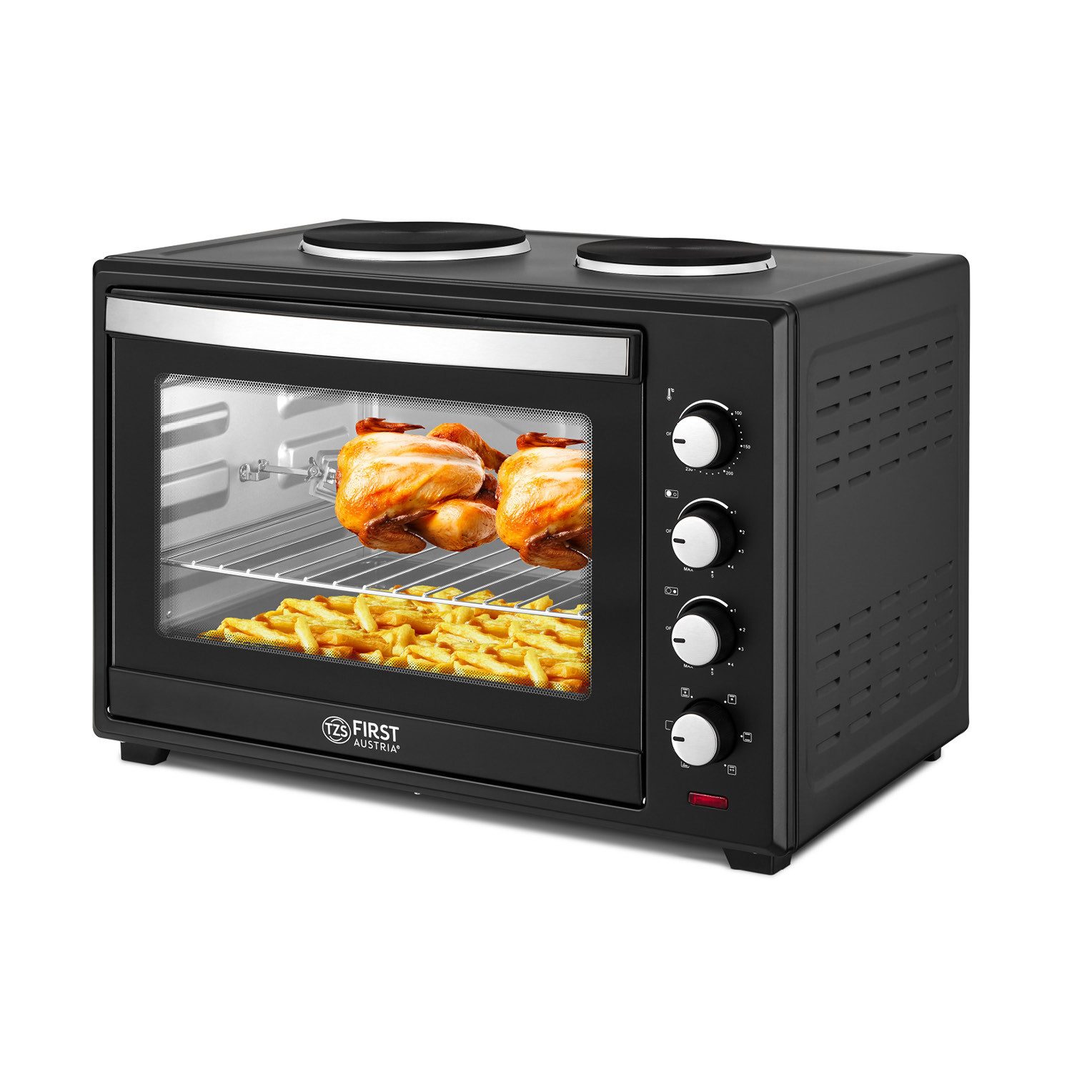Minibackofen Pizzaofen mit Kochplatten, 60L, 3400W, Mini Backofen mit Umluft