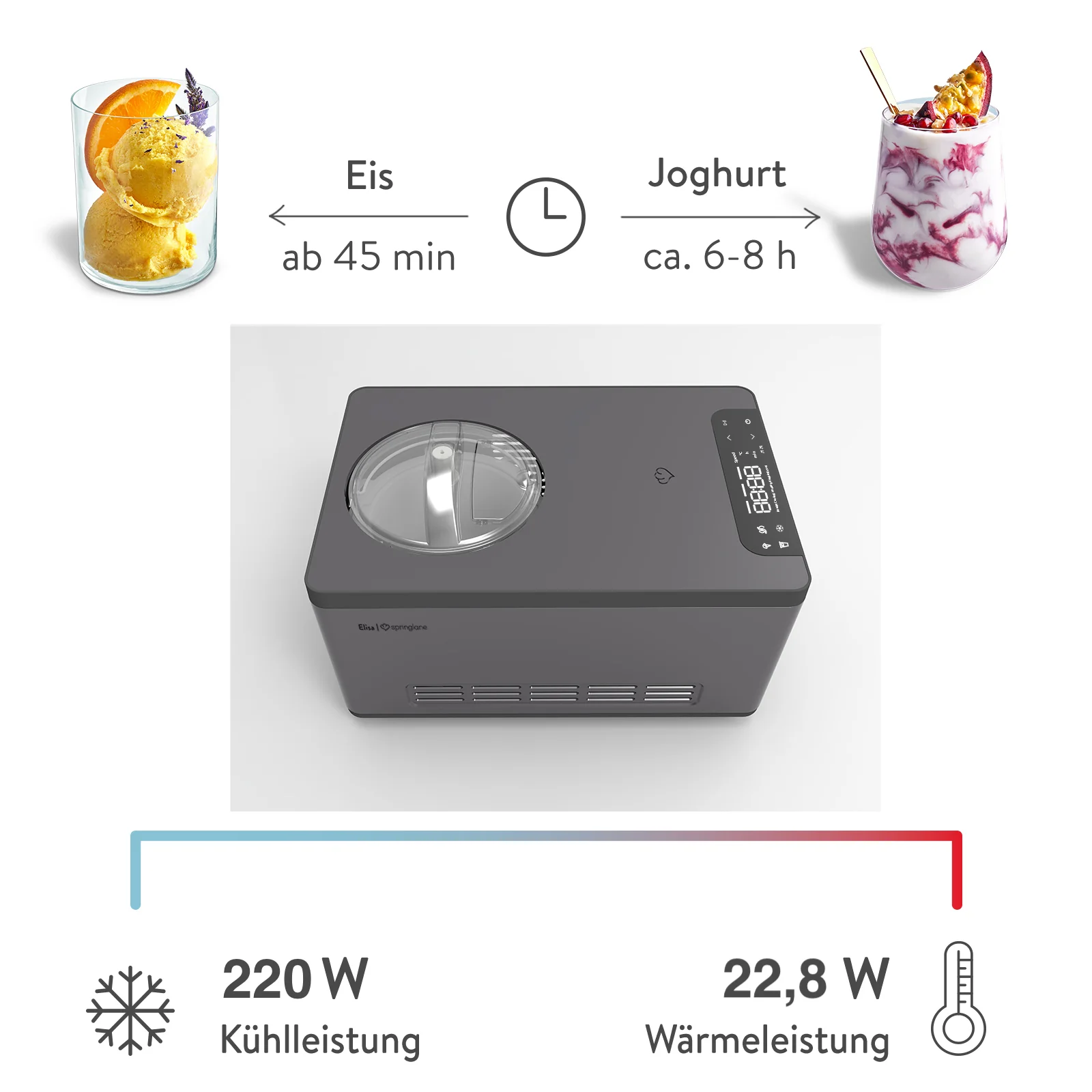 Macchina per il gelato Elisa 2,0 litri - Nero o Argento