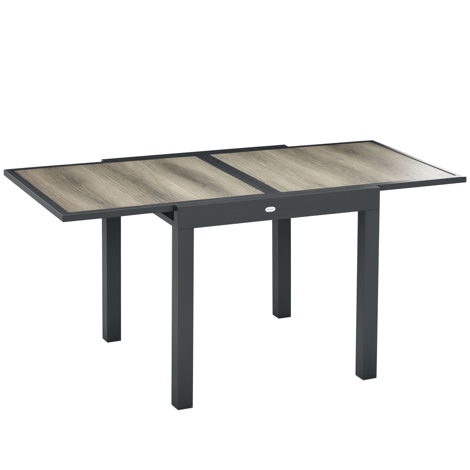 Outsunny Gartentisch, ausziehbar, pflegeleicht, Aluminiumrahmen, Holzoptik, 160 x 80 x 75 cm