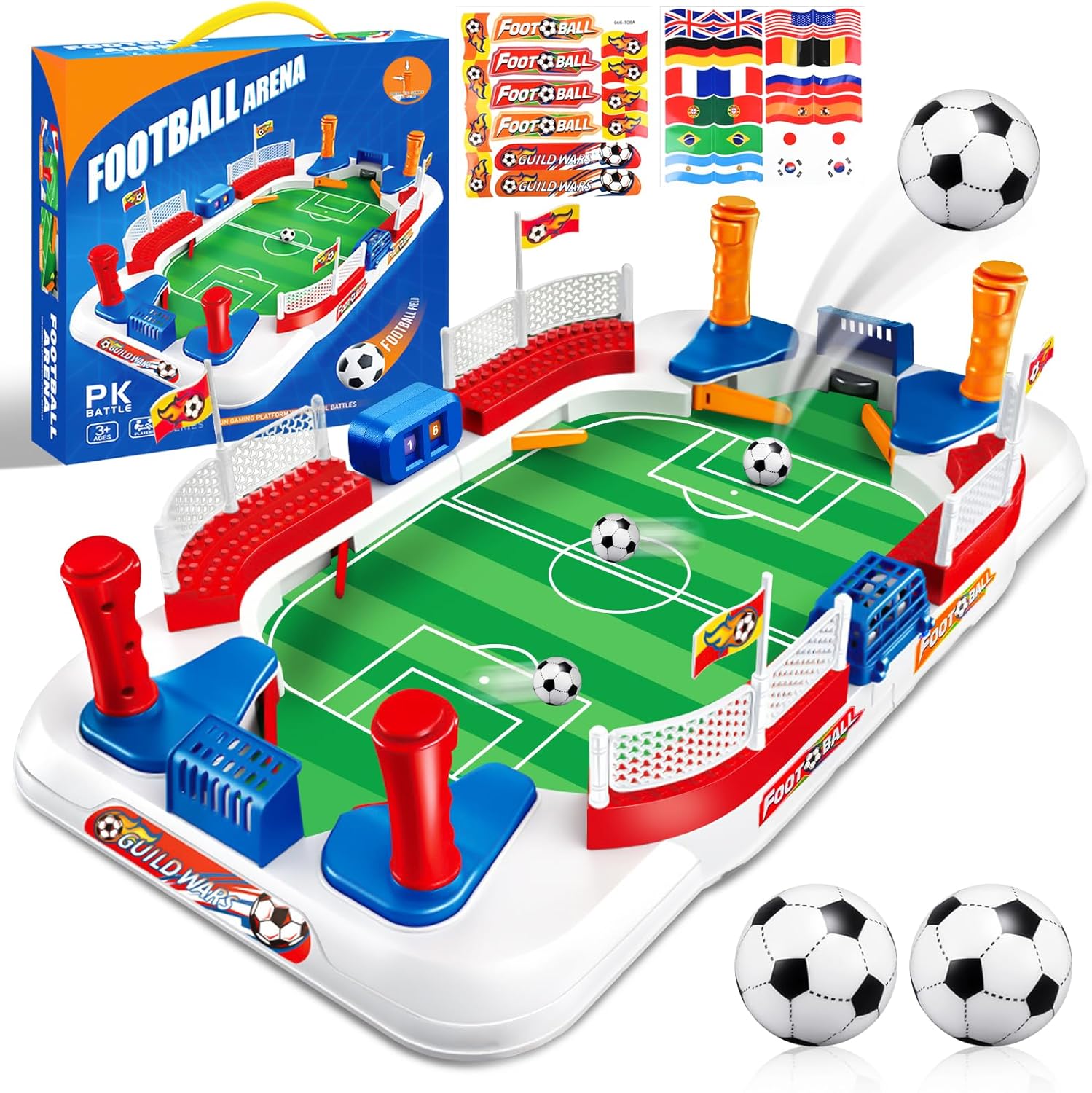PATEMZON Calcio Balilla Bambini, Giochi da Tavolo Calcio Balilla, Gioco di Calcio da Interno, Giochi da Calcio Balilla Interattivo con 4 Palline, Adesivo con Bandiera Nazionale, Regalo Bambini 3+ Anni