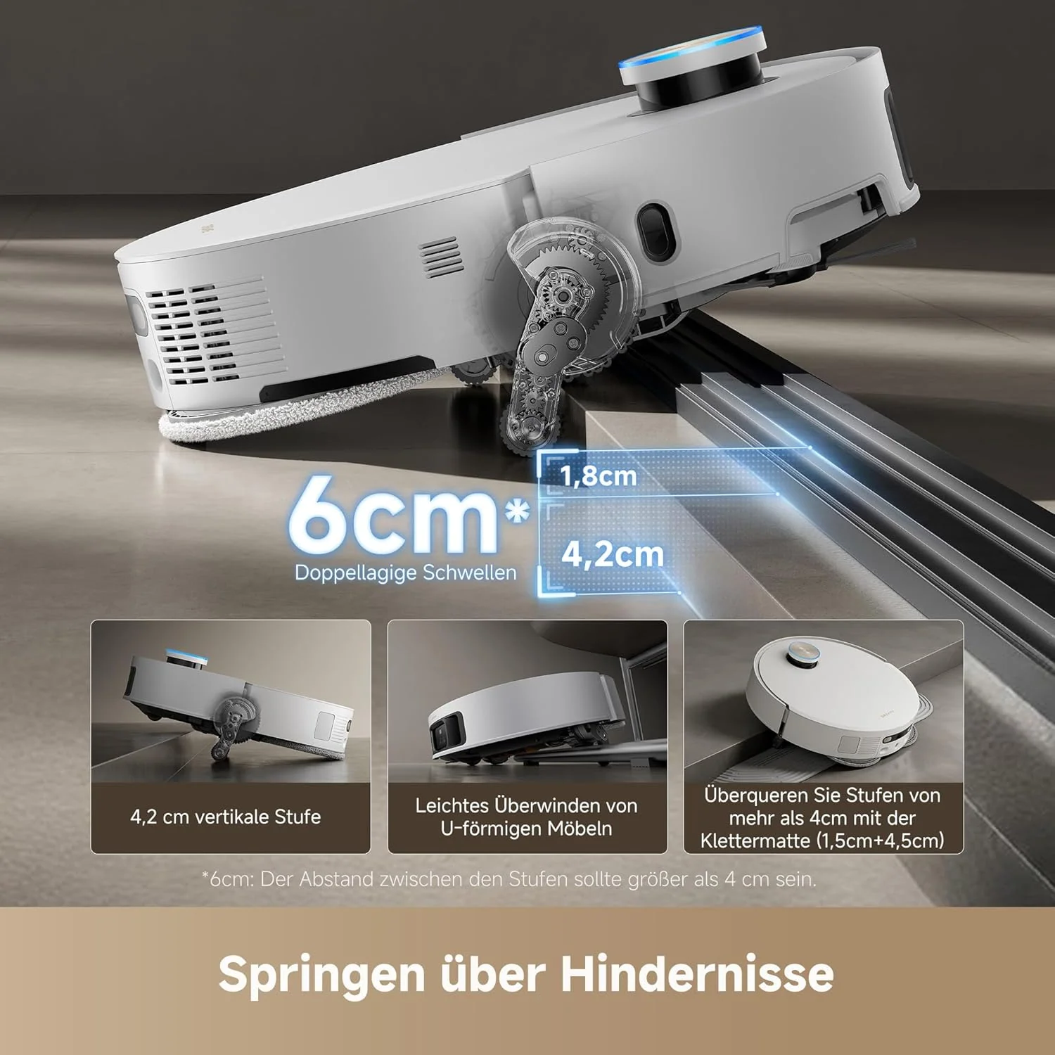 dreame X50 Ultra Complete Saugroboter mit Wischfunktion,20.000Pa Saugkraft,6 cm Hindernisfreiheit, mit Wischfunktion&Hebarem Wischmopp,KI-Hindernisvermeidung und 360° Navigation