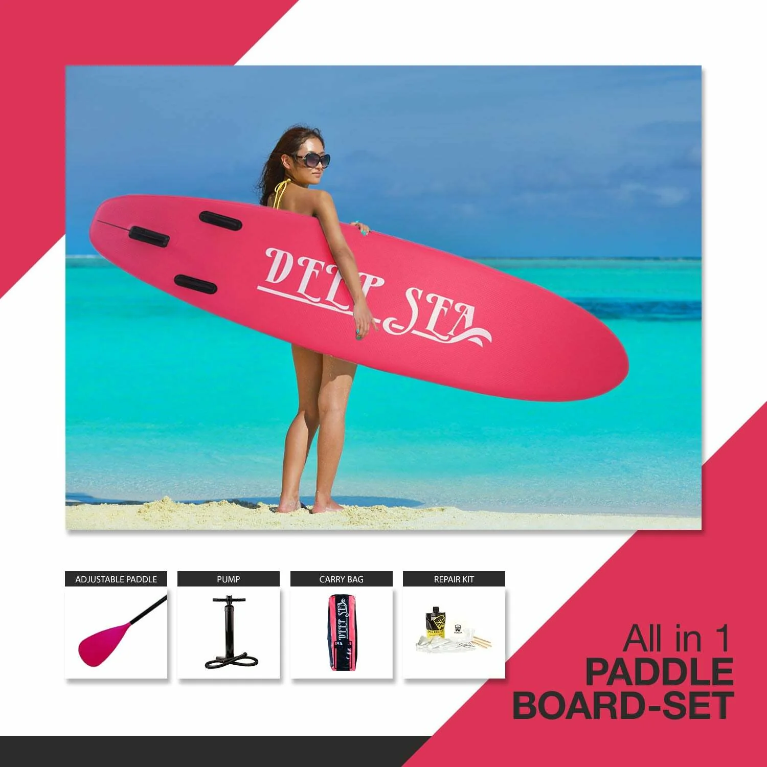 Deep Sea SUP Board Set Standard (275cm), rosa