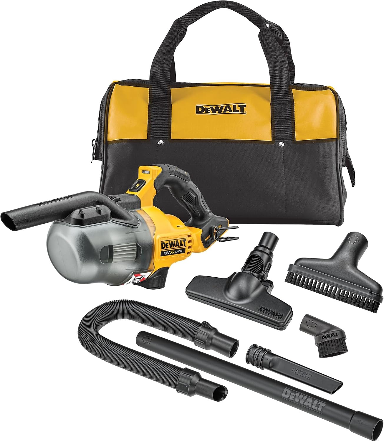 Dewalt 18 V Akku-Stabsauger DCV501LN (L-Klasse-Sauger, hellweiße LED-Leuchte, Lieferung ohne Akku & Ladegerät), mit HEPA-Filter, inkl. Gürtelhaken