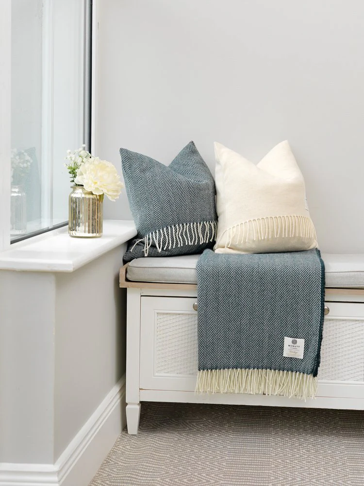 McNutt of Donegal Herringbone Throw , Spruce Green