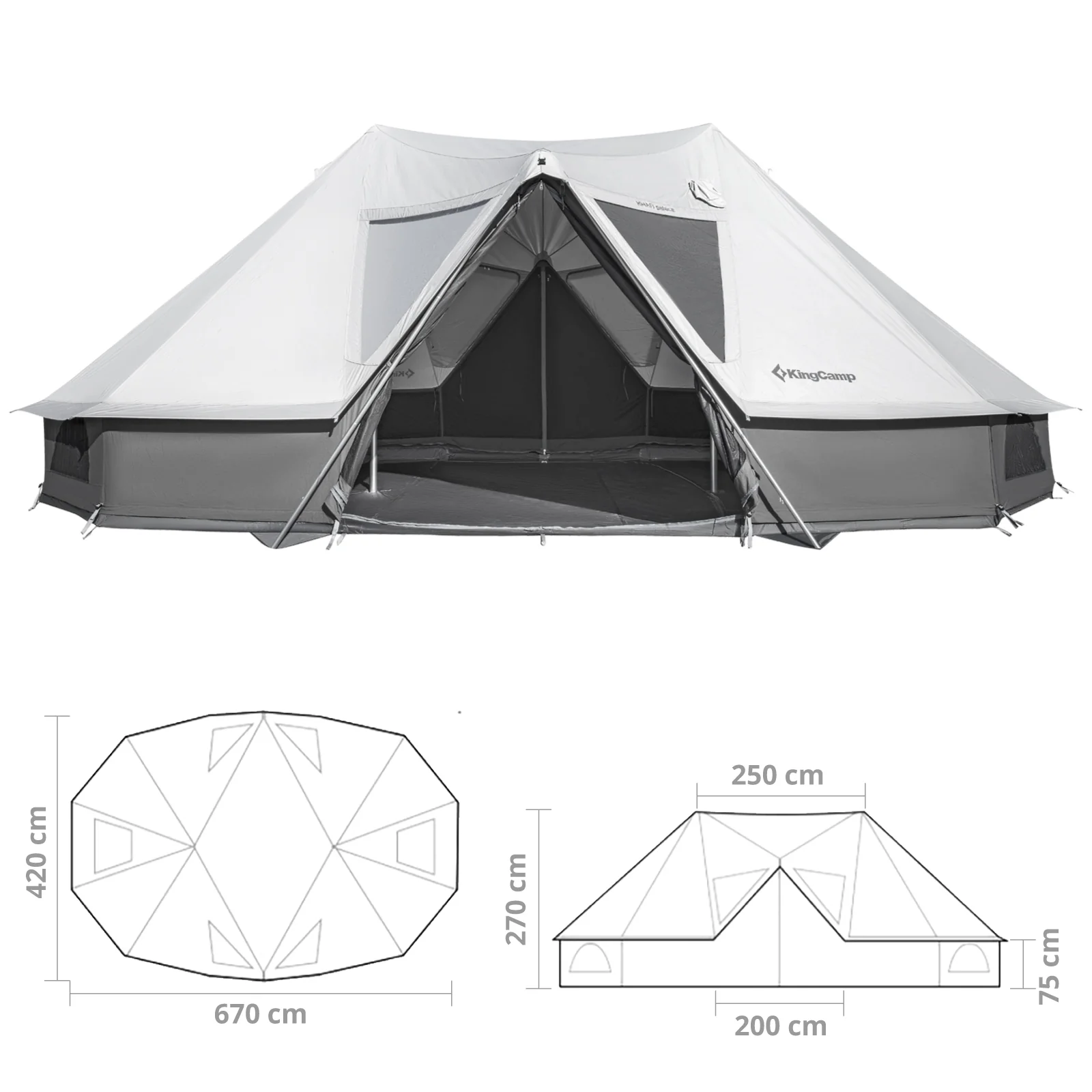 2025 KingCamp Khan Palace – Ampia tenda glamping con ventilazione variabile, altezza interna elevata e opzione per camino, ideale per grandi gruppi