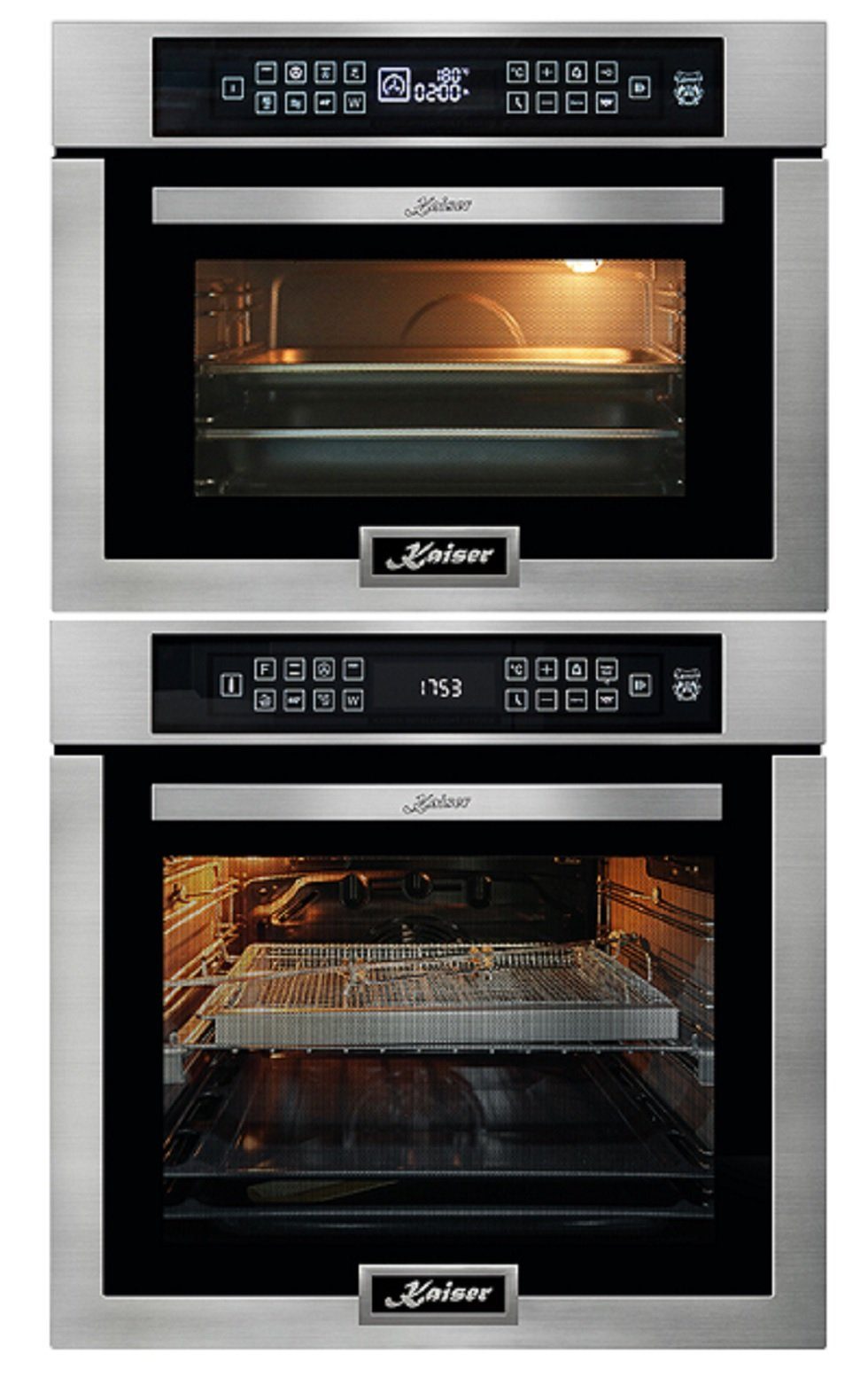 Backofen-Set Einbaubackofen,Edelstahl,86L 15 Fkt.+ Mikrowellen-Backofen, 45 cm EH 6306 N R+EH 6307 R.
