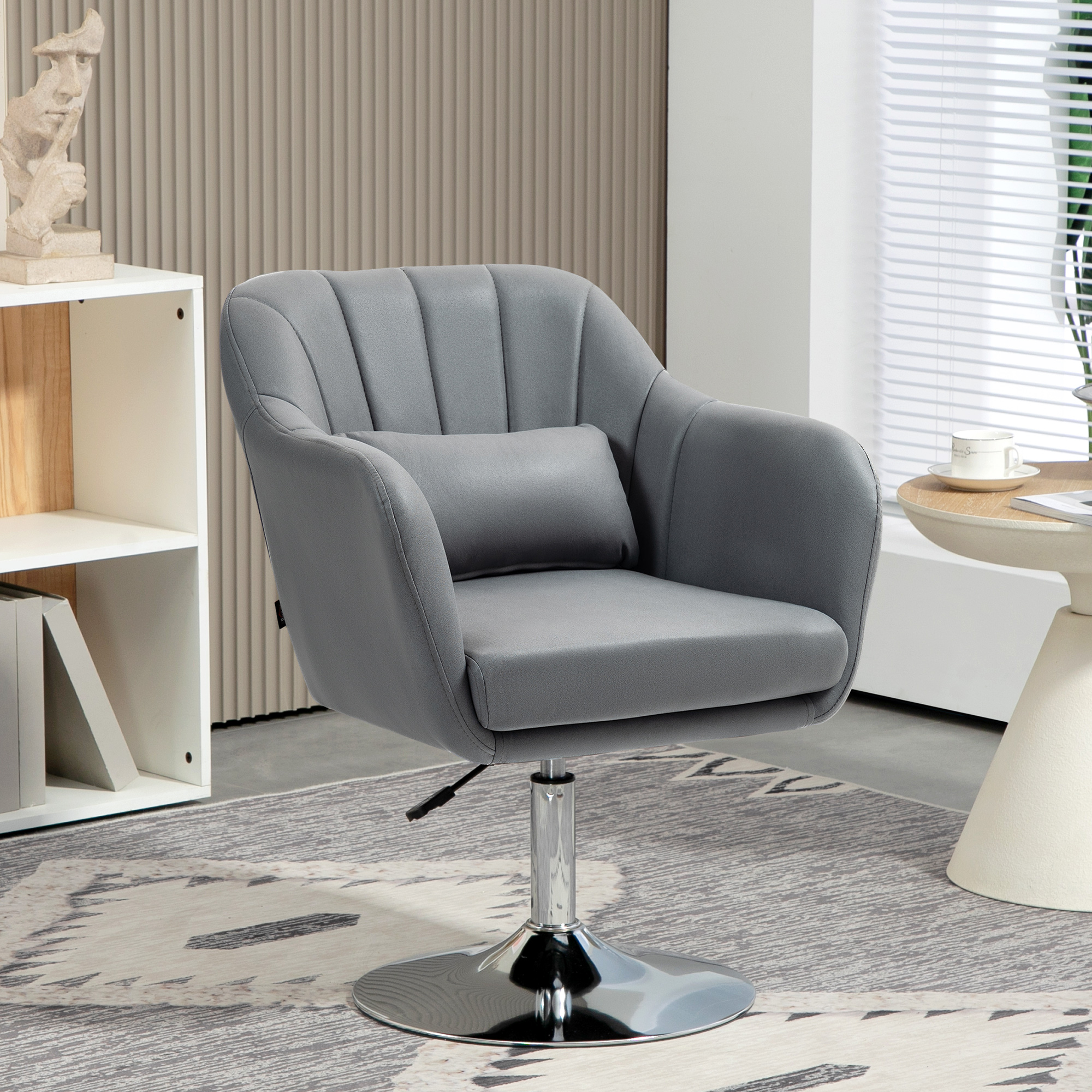 HOMCOM Drehstuhl, höhenverstellbarer Bürostuhl, Polyester, Metall, 60 x 60 x 79-91 cm, Dunkelgrau