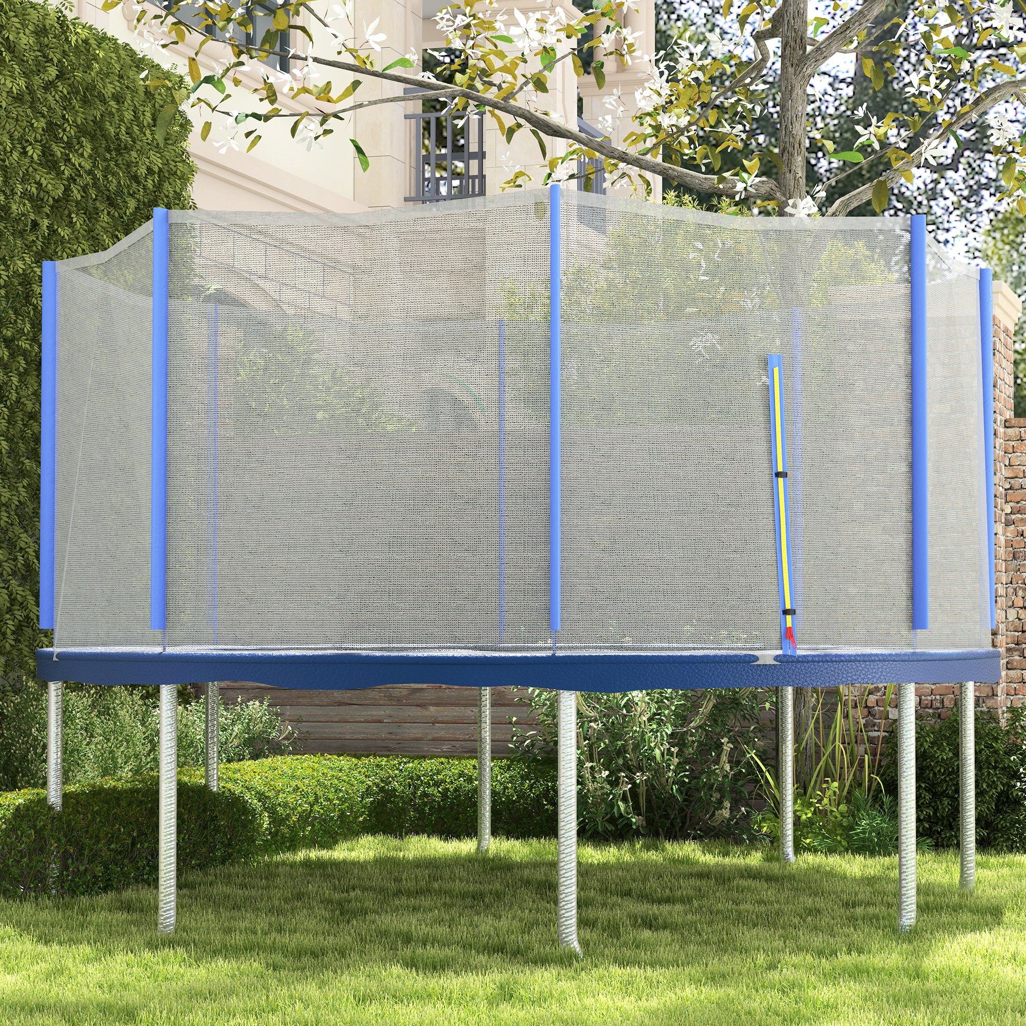 SPORTNOW Ersatznetz für Trampoline Ø 426 cm 8 gerade Pfosten Sicherheitsnetz für Trampoline, Reißverschlusseingang