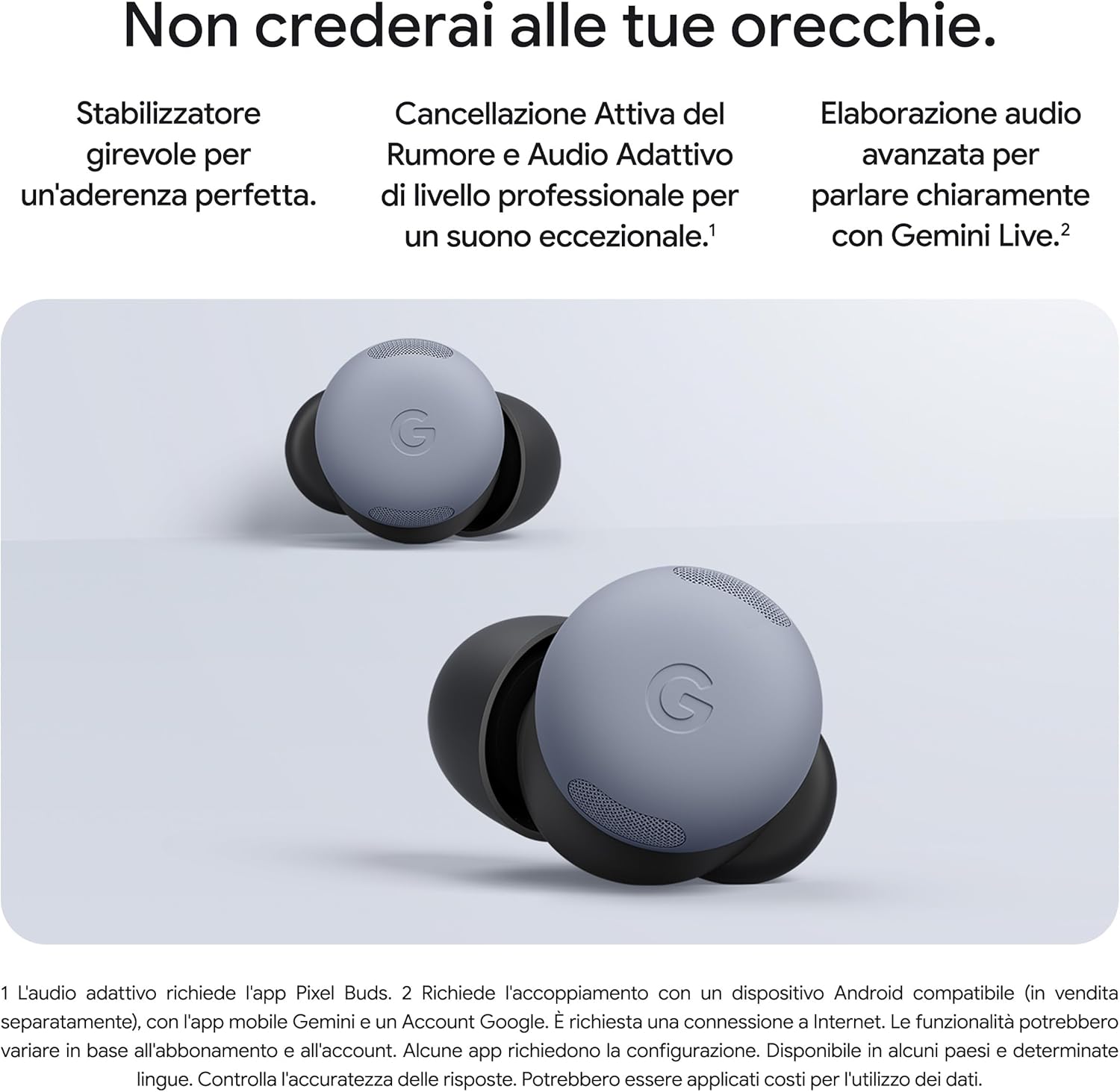 Google Pixel Buds Pro 2 - Auricolari wireless con cancellazione attiva del rumore - Cuffie Bluetooth - Grigio creta