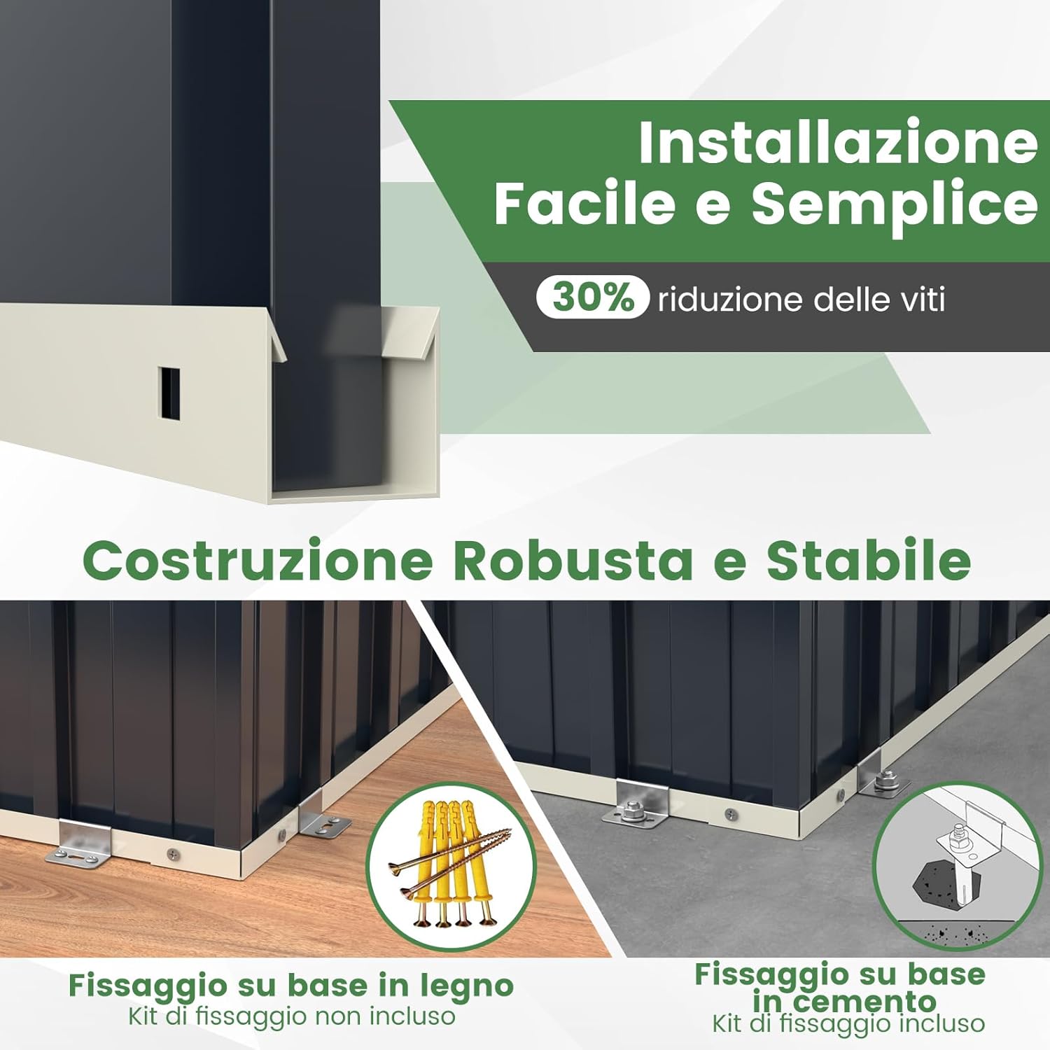 RELAX4LIFE Casetta da Giardino 1,66 m² 2,11 m³con Ampio Spazio di Stoccaggio, Tetto Apribile e Porta con Chiavistello e Serratura, per Bidoni della Spazzatura e Attrezzi