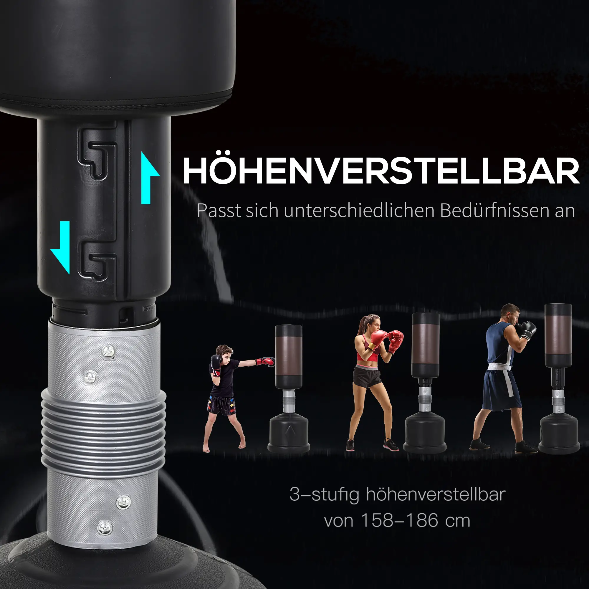 HOMCOM Standboxsack höhenverstellbar gelenkschonende Polsterung