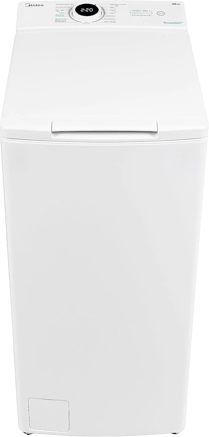 Midea bovenlader wasmachine MF10ET70B / 7KG / A / 1200 tpm/BLDC invertermotor/stoomfunctie/SoftOpener/XL deursopening/kort 15'&45' / meerdere temperatuuropties/AquaStop, wit
