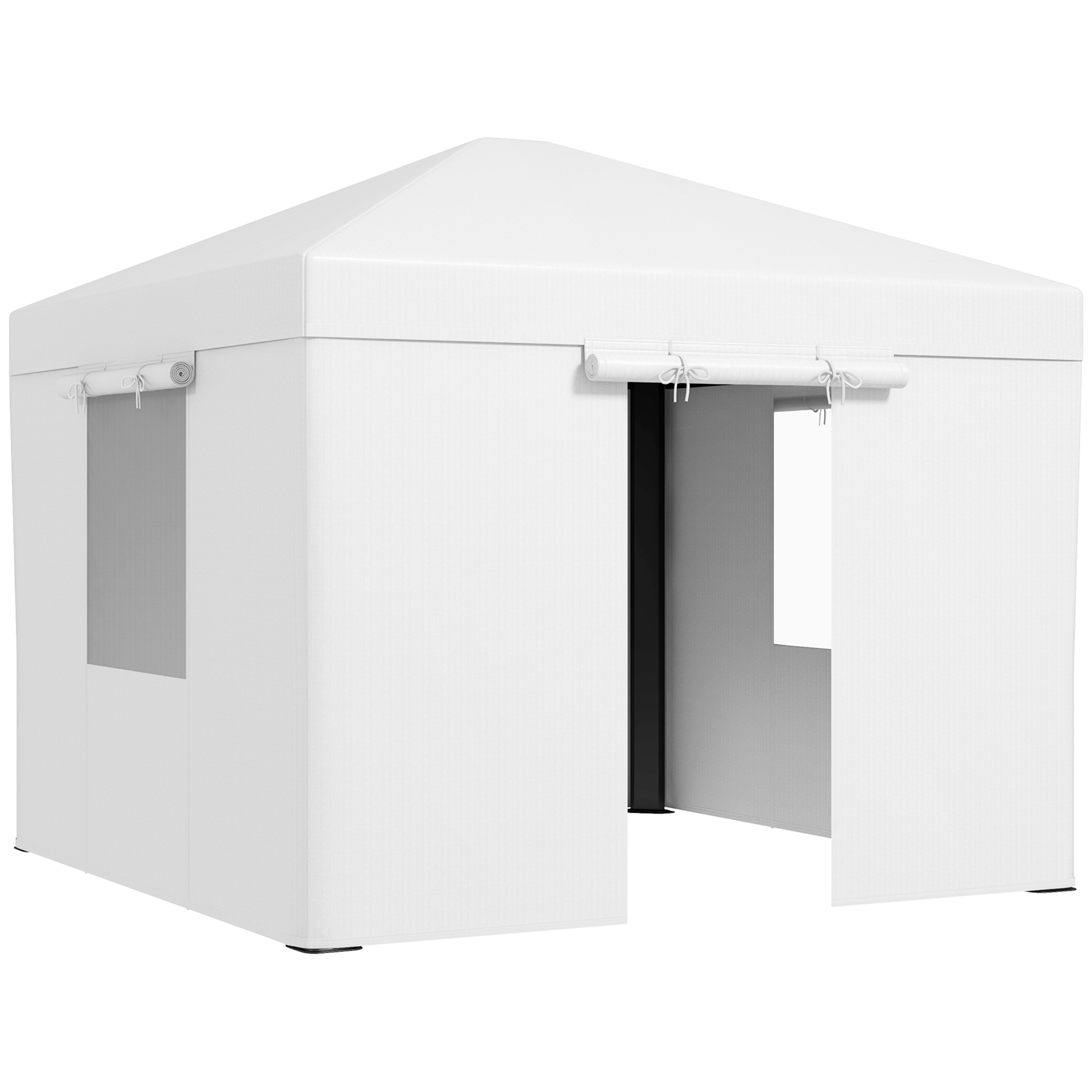 Outsunny Pavillon Abdeckung 3x3 m aus PE Wasserdicht mit Reißverschlusstüren und Fenstern, Weiß