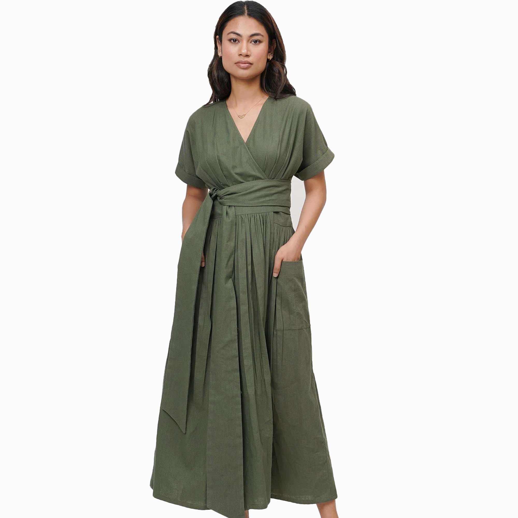 Thick Cotton Green Dress WD4