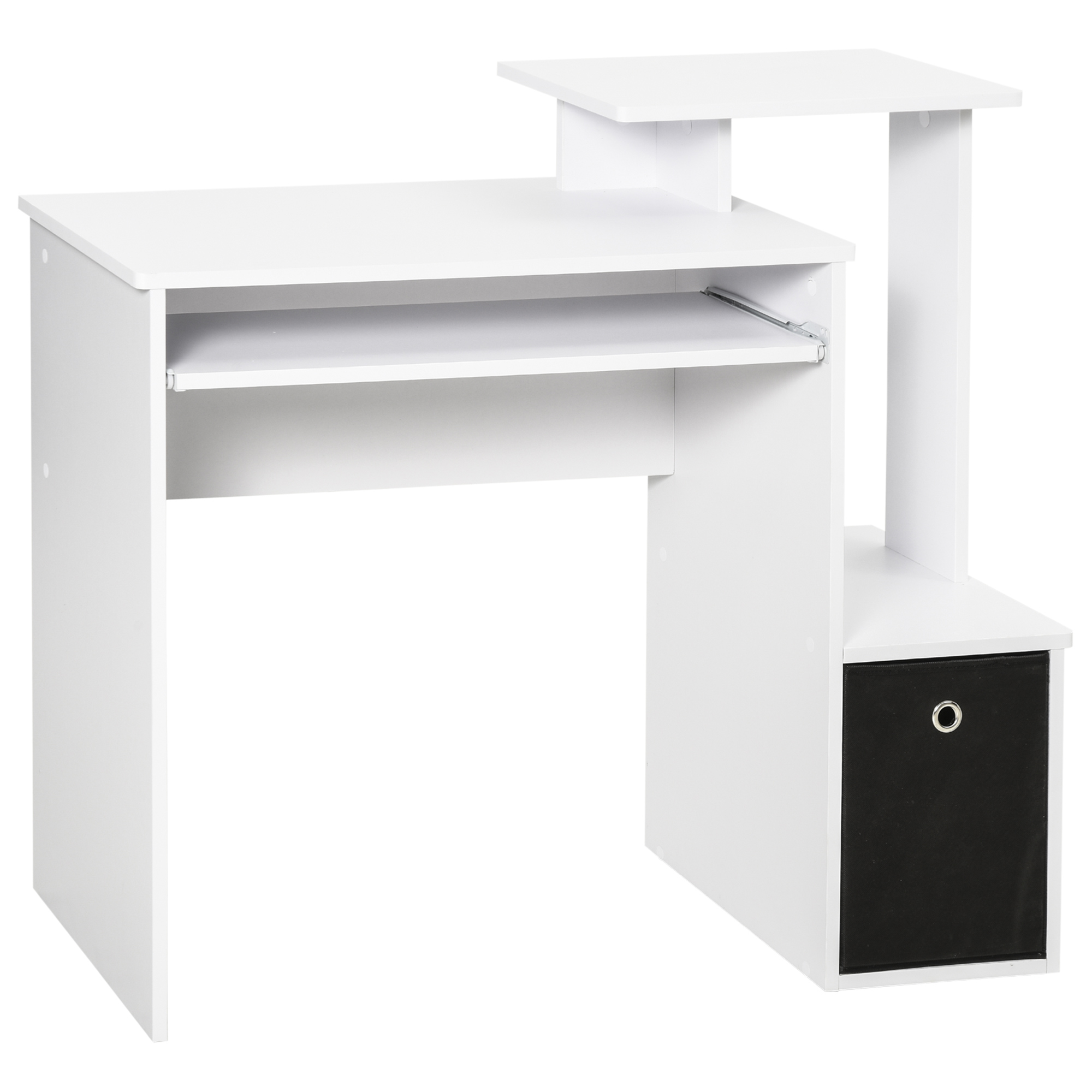 HOMCOM Computertisch Multimedia Regale Tablett Tastaturfach Schwarz Spanplatten Weiß