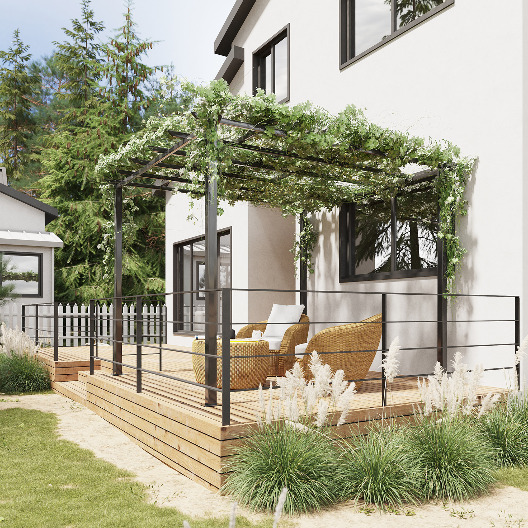 Outsunny Tuinpaviljoen 3x3, Rozenpaviljoen Buiten, weerbestendig