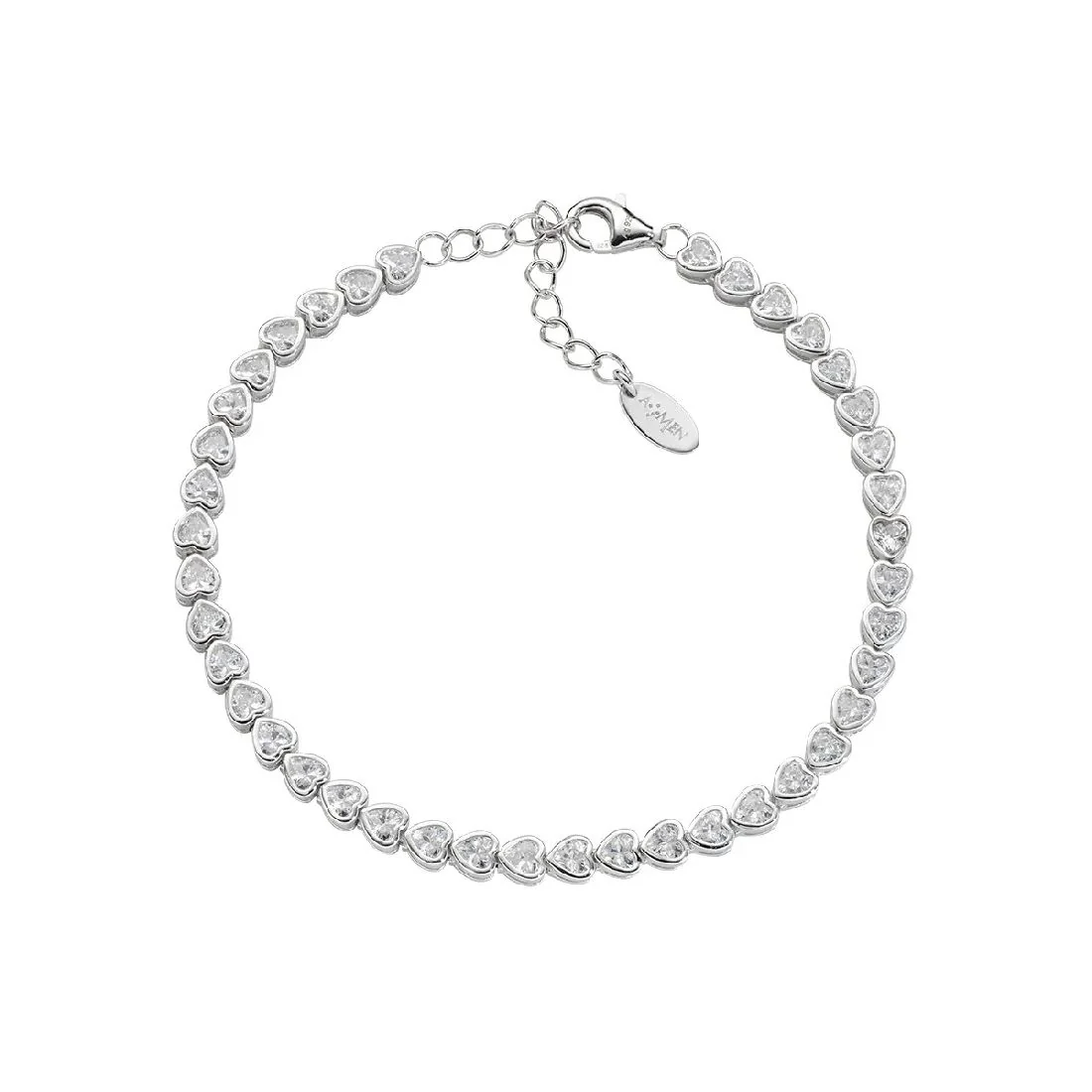 Bracciale Amen tennis con pietre incastonate a cuore BT3CUBBZ16