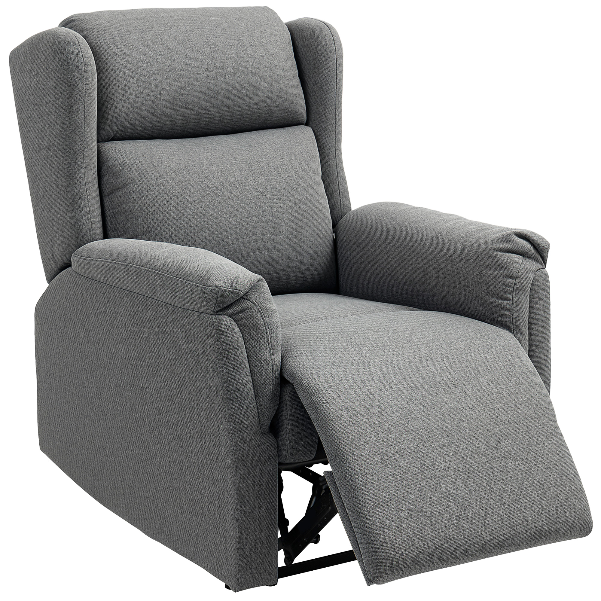 HOMCOM Relaxsessel, Verstellbarer Polstersessel mit Fußstütze, 160° neigbar, Leinenoptik, schneller Aufbau, Dunkelgrau