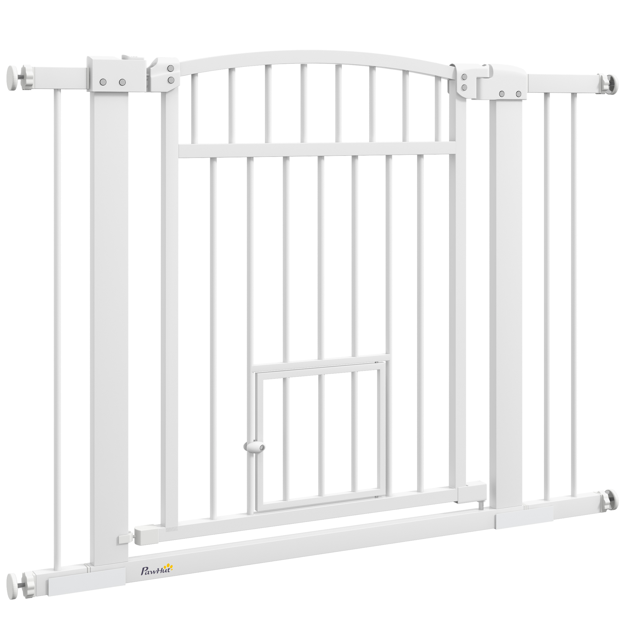 PawHut Hundesicherheitsgitter Doppelverriegelungssystem Montage durch Druck oder Bohren Breite 76-104 cm weiß