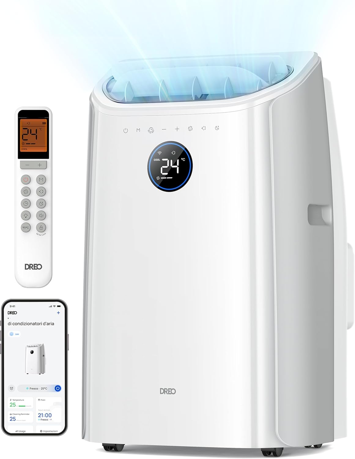 Dreo Portable Air Conditioner 10,000 BTU AC for Bedroom, Cooling Without Drainage, Quiet, Application/Voice Control, 24 Hour Timer, Fan and Dehumidifier