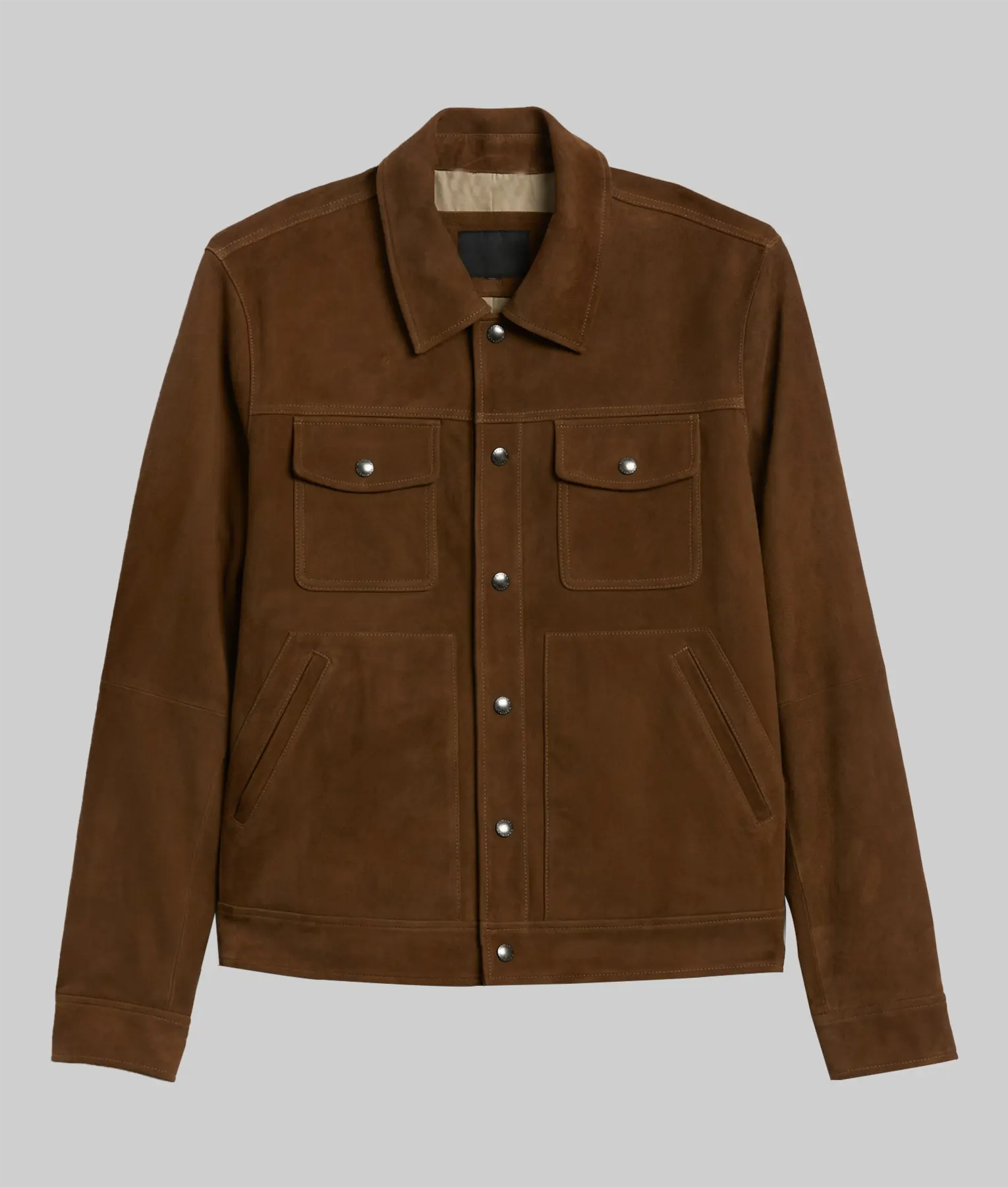 Alvin Dark Brown Suede Trucker Jacket