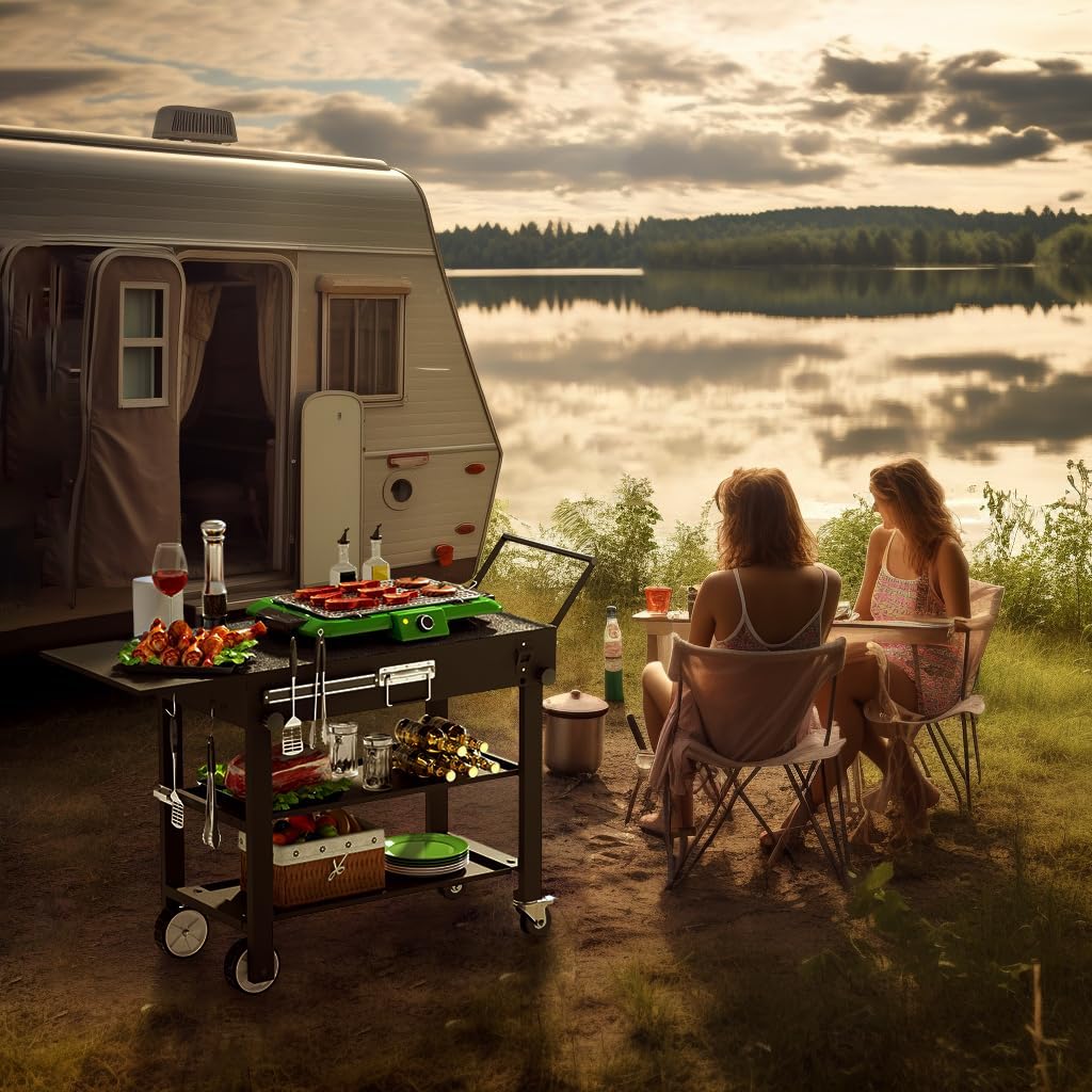 Portable Grill Table Stand for Blackstone & Ninja Griddles   Durable Metal