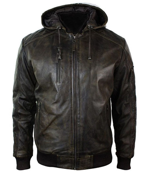 Men’s Dark Brown Distressed Leather Jacket